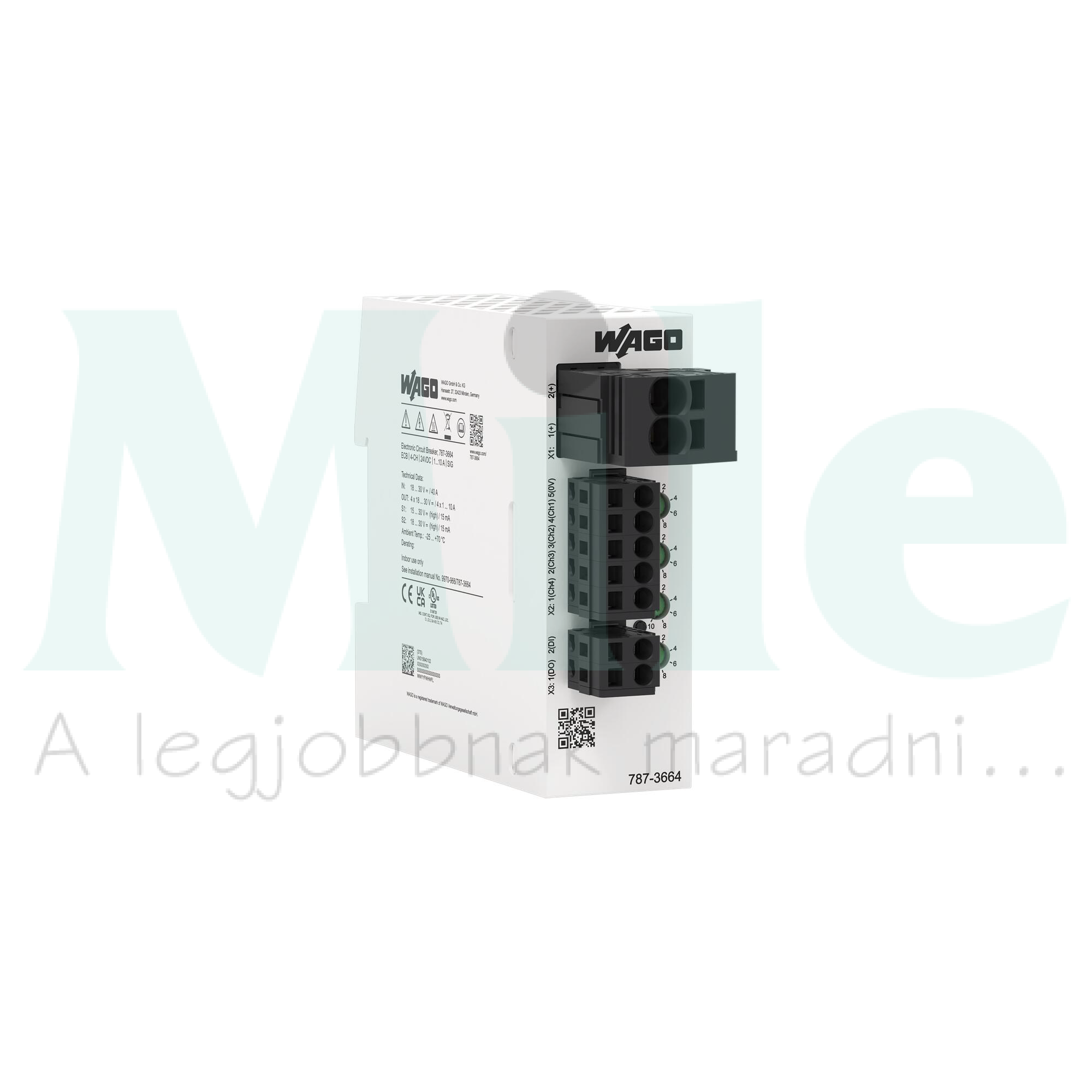 Elektronikus kismegszakító 4csatorna +távjelzés/-nyugtázás 1-10A-max. 4z rugószorításos WAGO