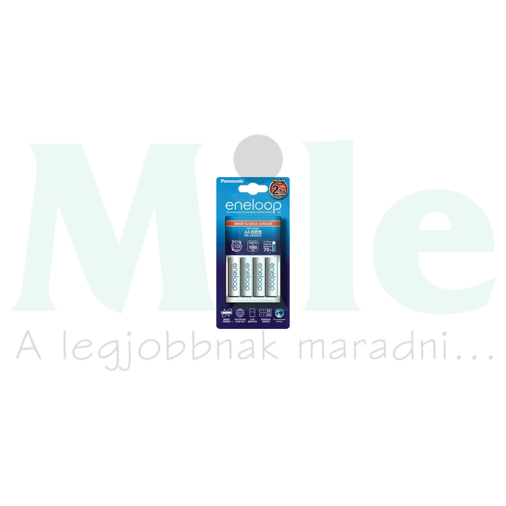 Akkumulátortöltő AA (ceruza/AAA (mikro) +4db 1900mAh AA (120min) Eneloop Panasonic