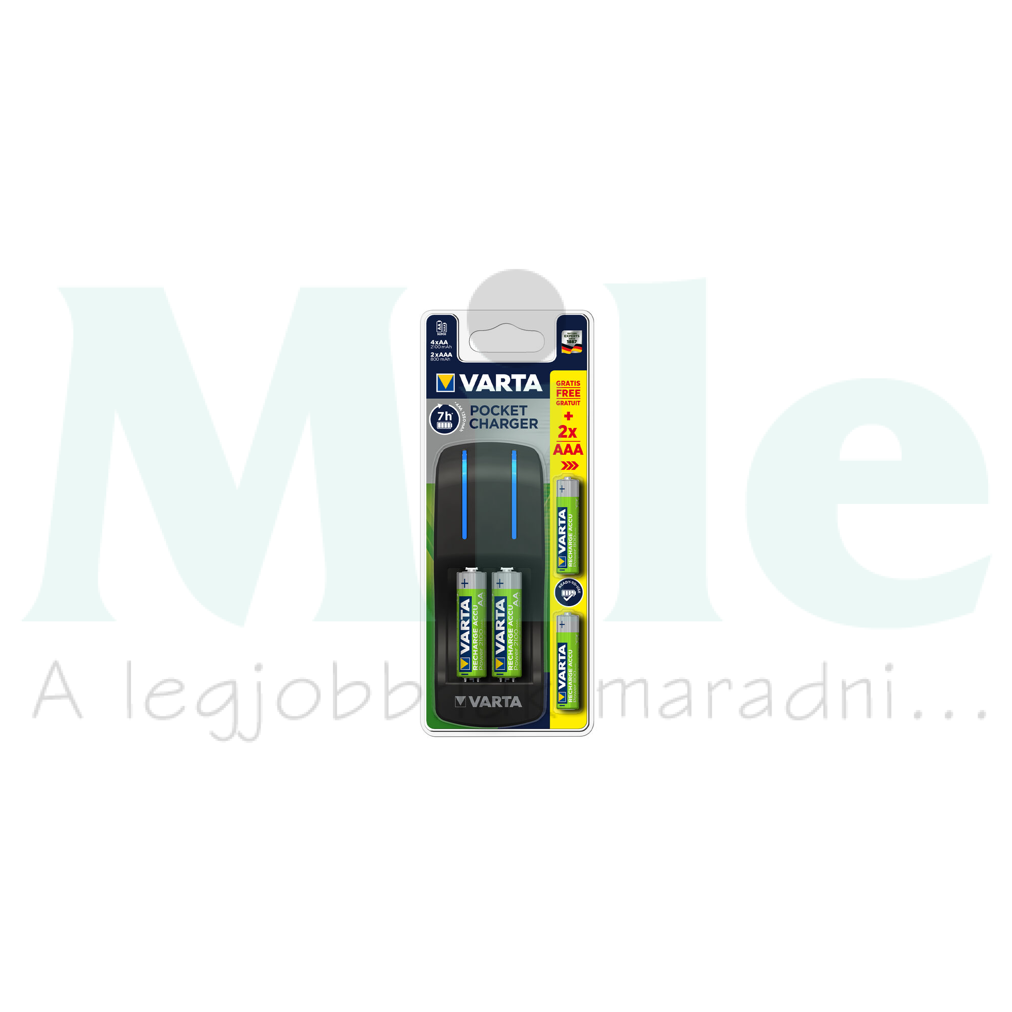 Akkumulátortöltő AA (ceruza/AAA (mikro) +4db 2100mAh AA + 2db 800mAh AAA (420min) Pocket VARTA