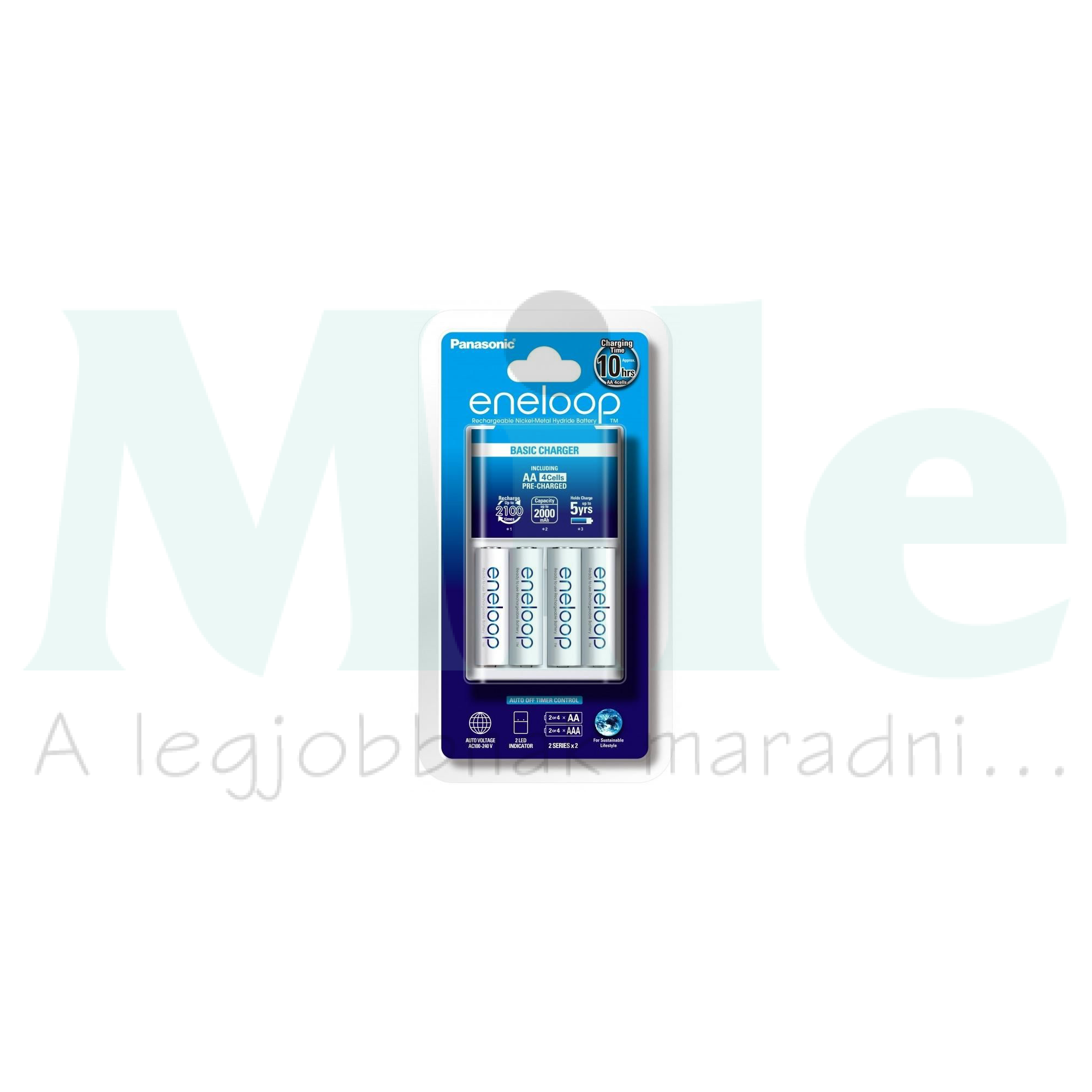 Akkumulátortöltő AA (ceruza/AAA (mikro) Basic + 4db 1900mAh AA (600min) Eneloop Basic Panasonic