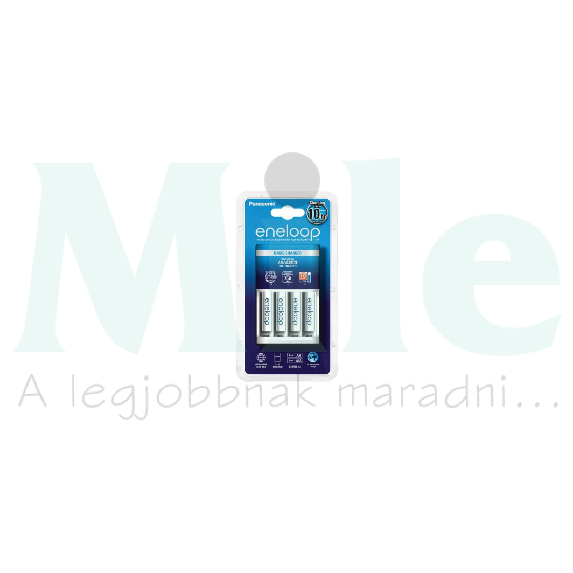 Akkumulátortöltő AA (ceruza/AAA (mikro) Basic + 4db 750mAh AAA (600min) Eneloop Basic Panasonic