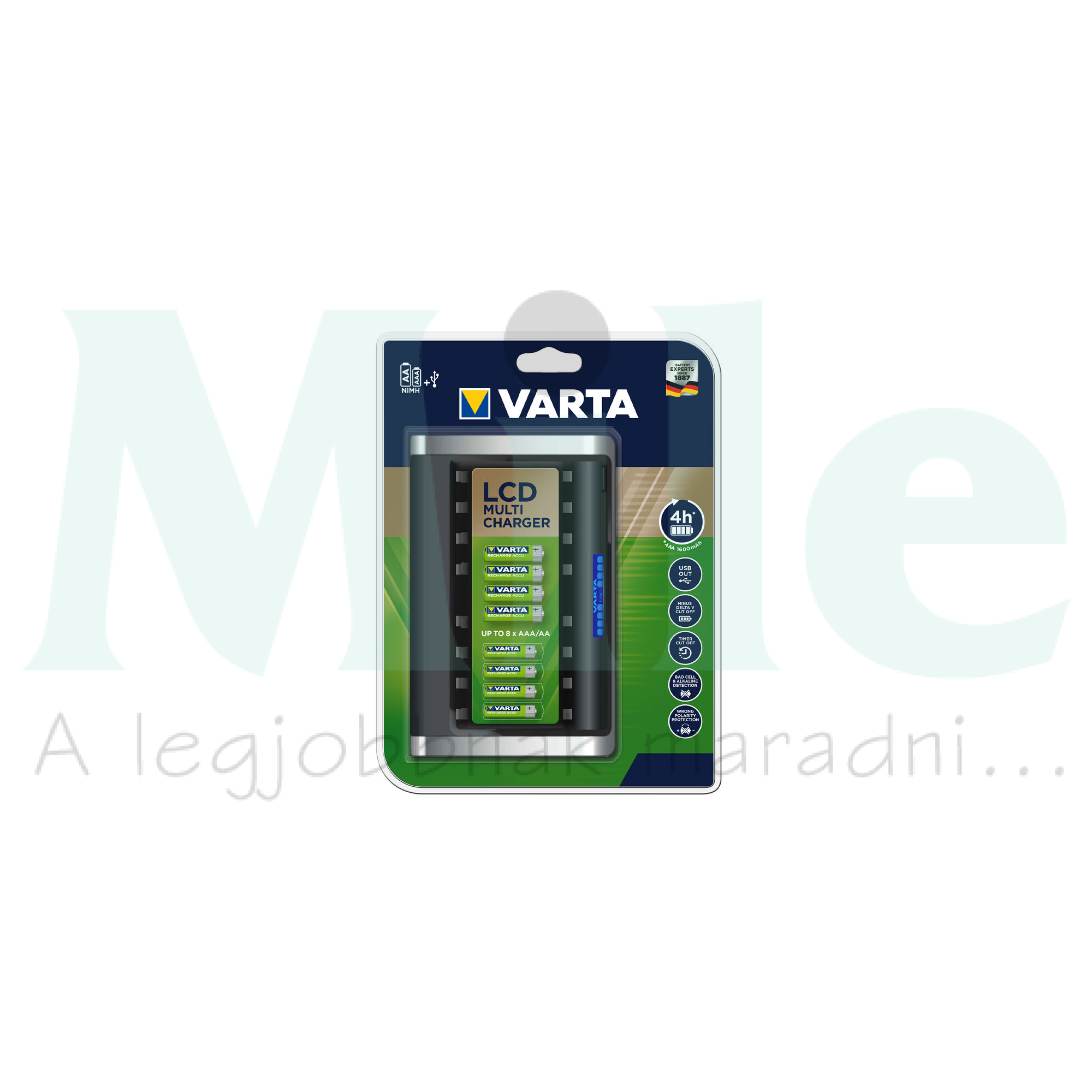 Akkumulátortöltő AA (ceruza/AAA (mikro) LCD-kijelző 8-csatornás (240min) LCD Multi VARTA