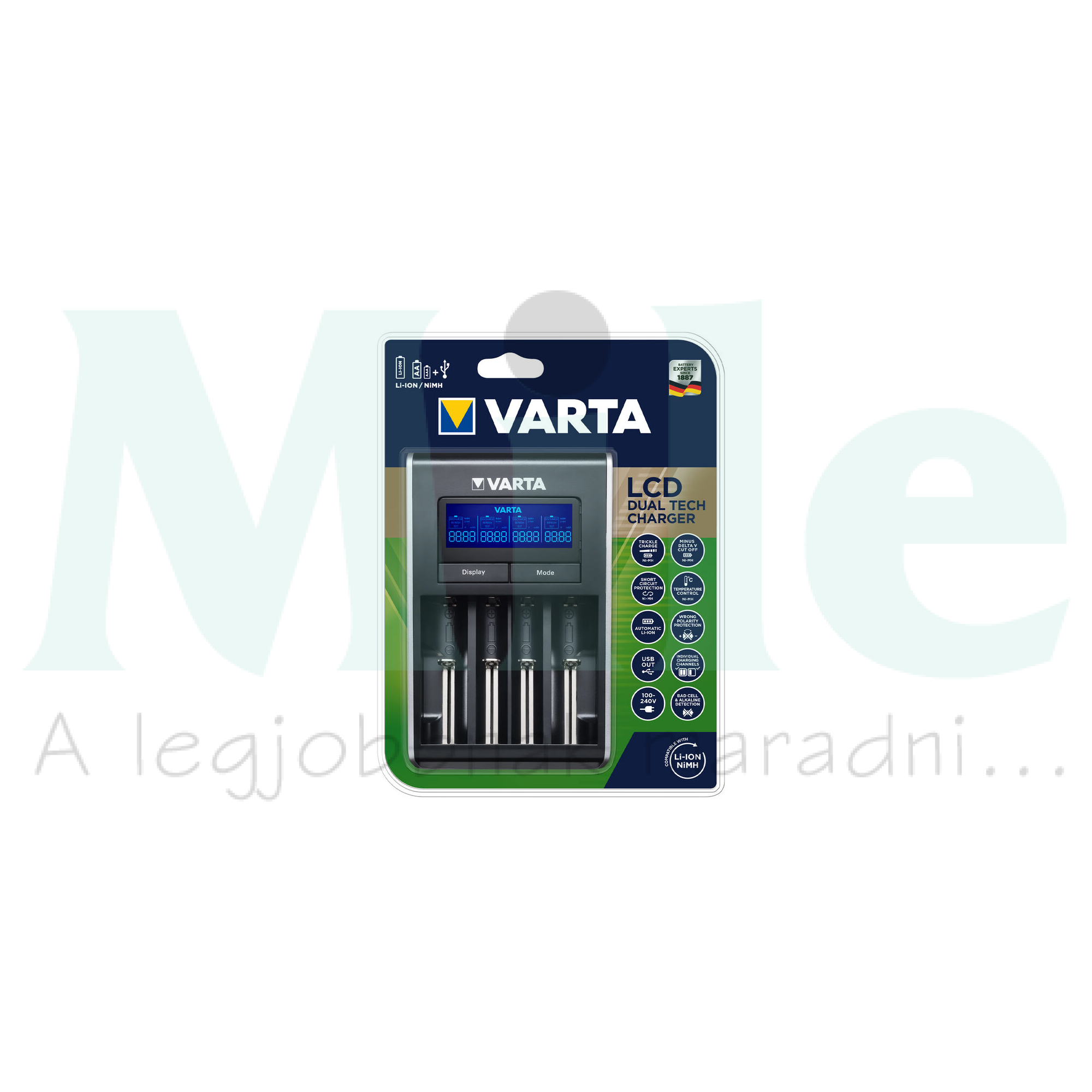 Akkumulátortöltő AA (ceruza/AAA (mikro) LCD-kijelző LCD Dual Tech VARTA