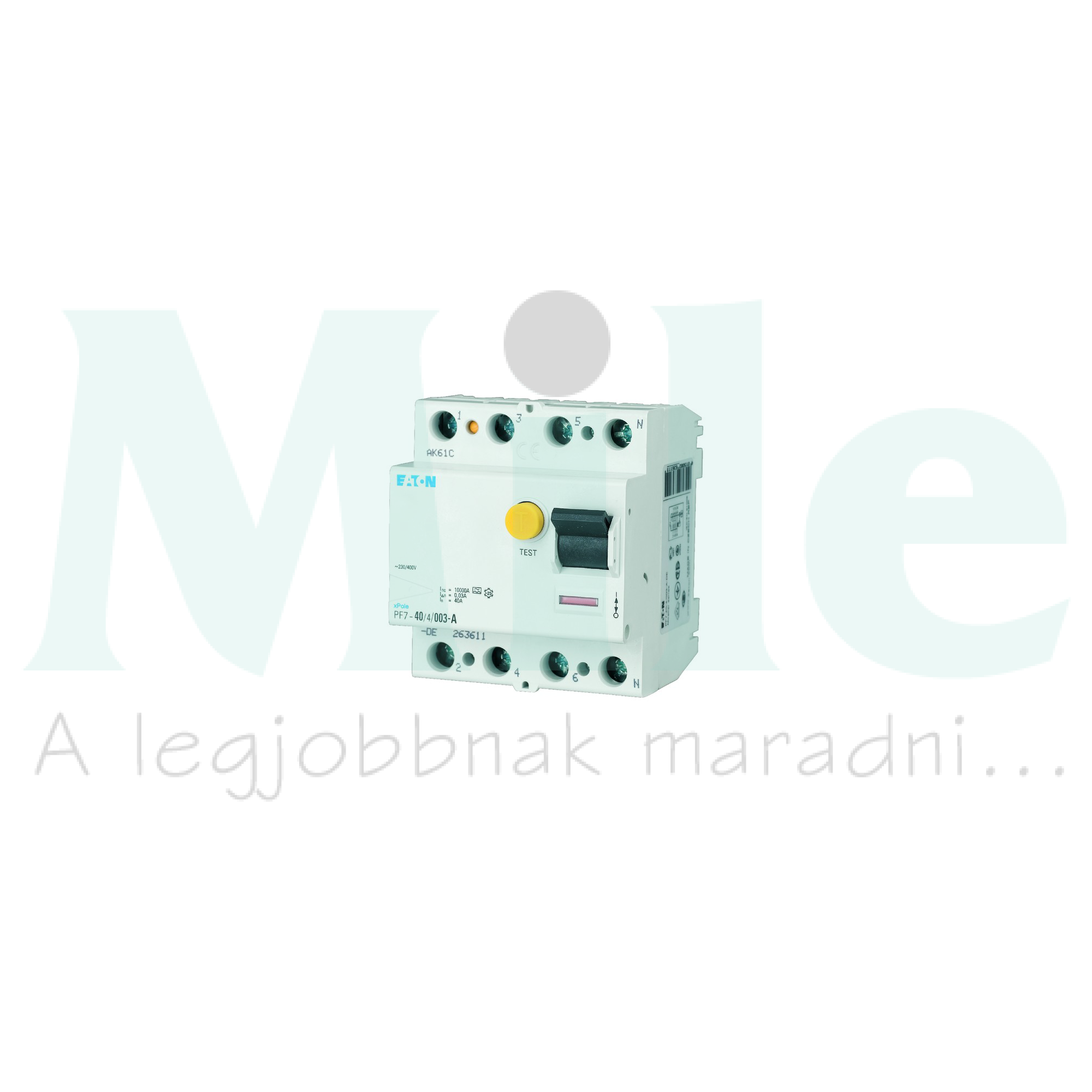 Áram-védőkapcsoló (Fi-relé) analóg 3P+N 40A 100mA AC-típus 10kA PF7-40/4/01-DE EATON