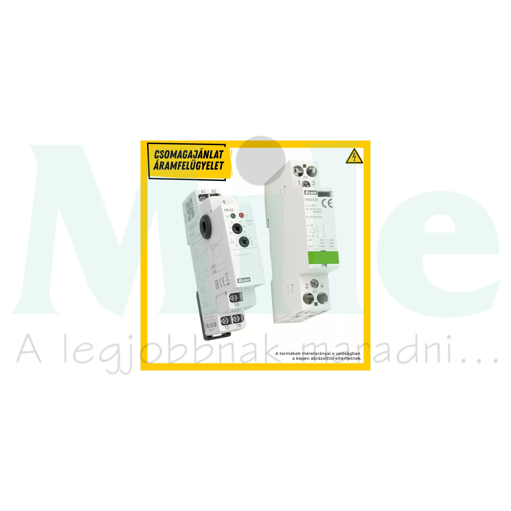 Áramfigyelő relé szett PRI-52 +VS220-20/230V 0.5-25A-max. 2z/20A csavaros PRI+VS Elko EP