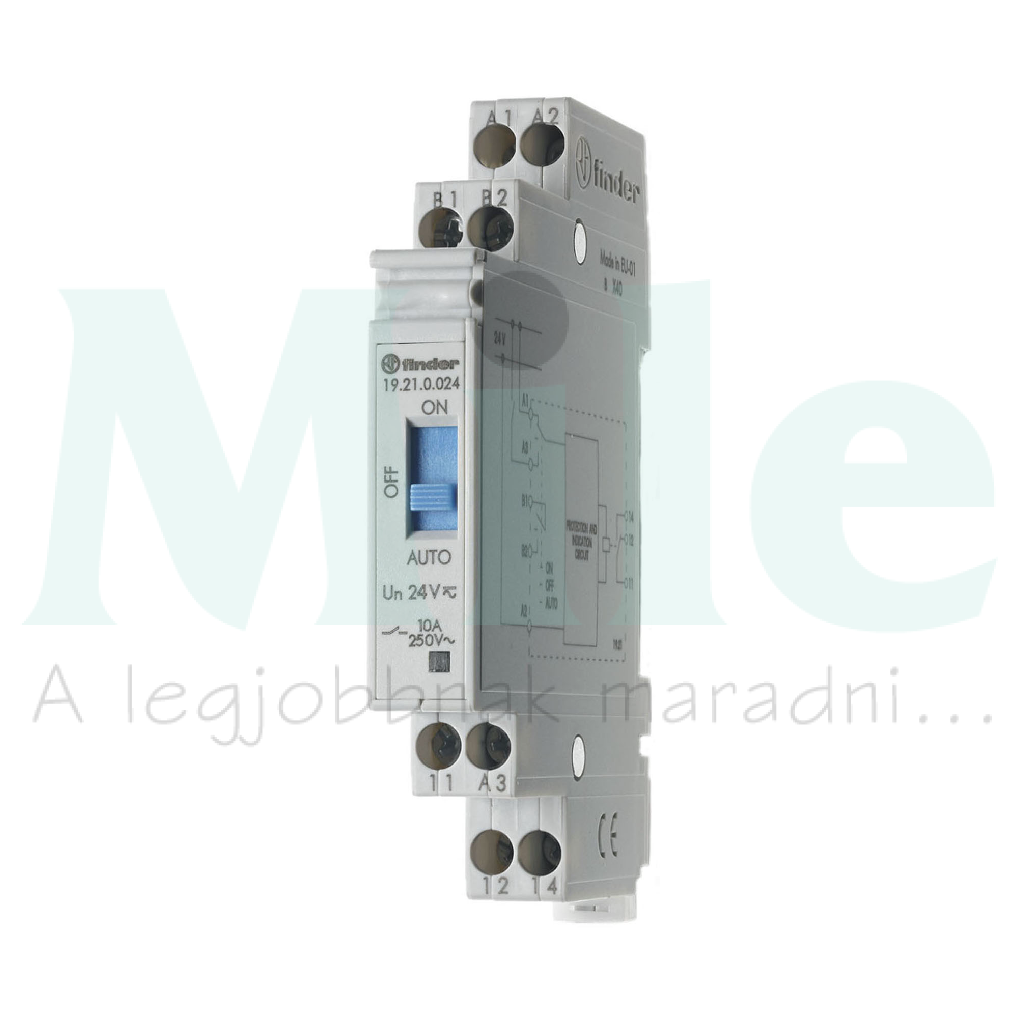 Beavatkozómodul Auto-Ki-Be 10A 1-v csavaros 24VAC 24VDC monostabil IP20 19.21.0.024.0000 FINDER