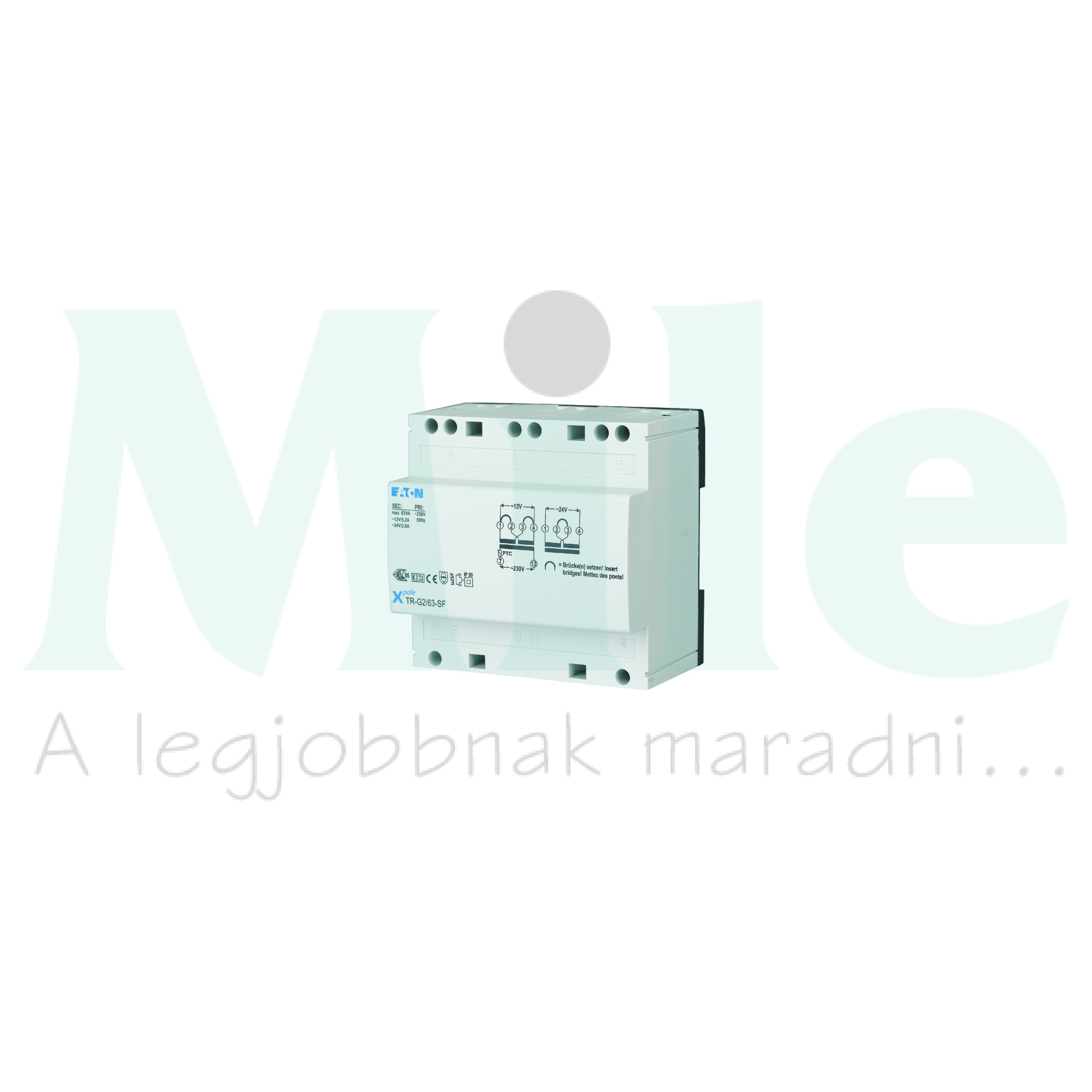 Biztonsági transzformátor 1F 63VA sorolható 230V/ 12V/ 5.2A 24V/ 2.6A 5M TR-G2/63-SF EATON