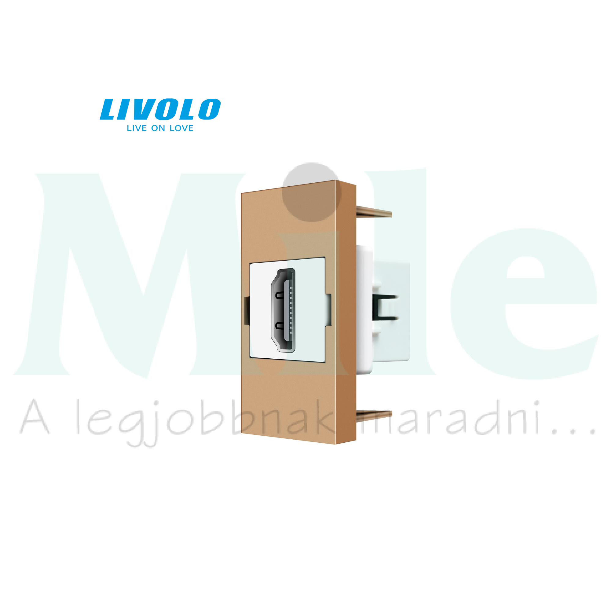 C7 médiacsatlakozó betét közp. fedéllel HDMI műanyag arany C7HDMIG LIVOLO