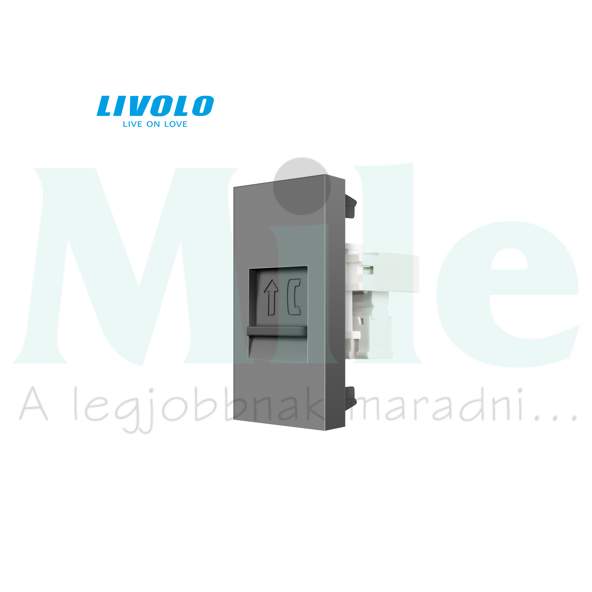 C7 telefon csatlakozó betét közp. fedéllel RJ11 műanyag ezüst C7TELS LIVOLO