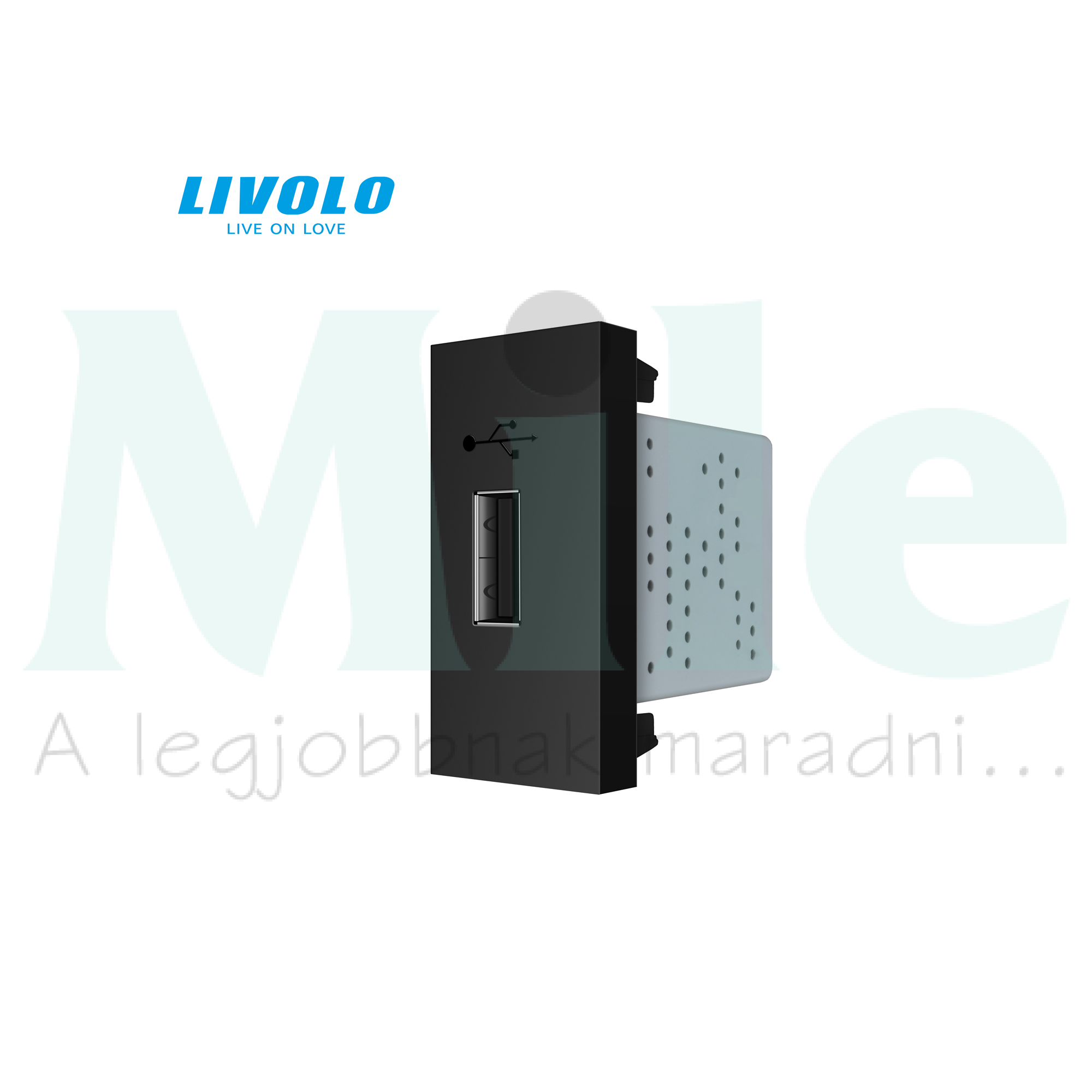 C7 USB töltőaljzat A 1/ki 2100mA-max. 5V süllyesztett fekete LIVOLO