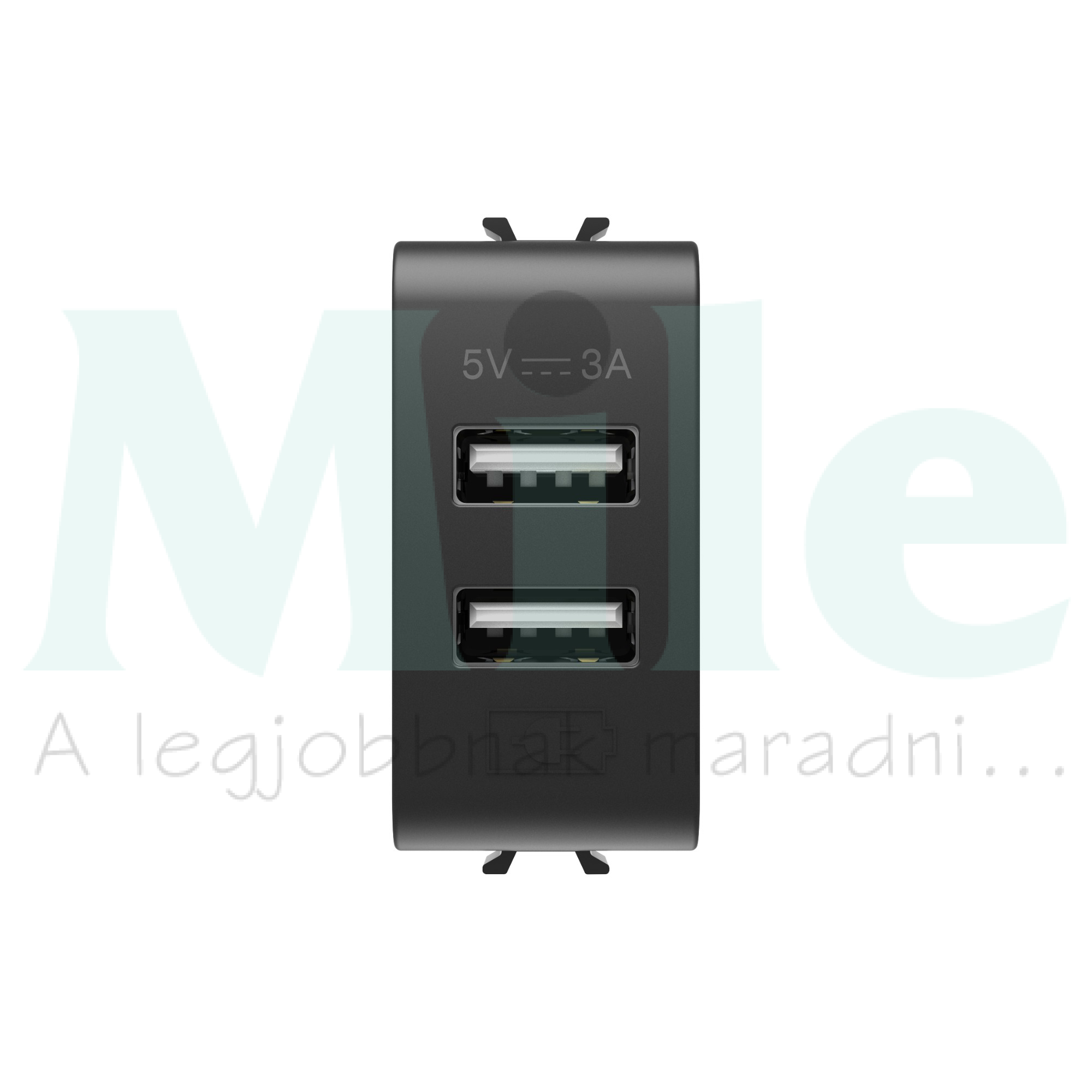 ChoruSmart USB töltőaljzat A+A-típ. 1M 2-ki 3000mA/ 5V modultartó fekete GEWISS