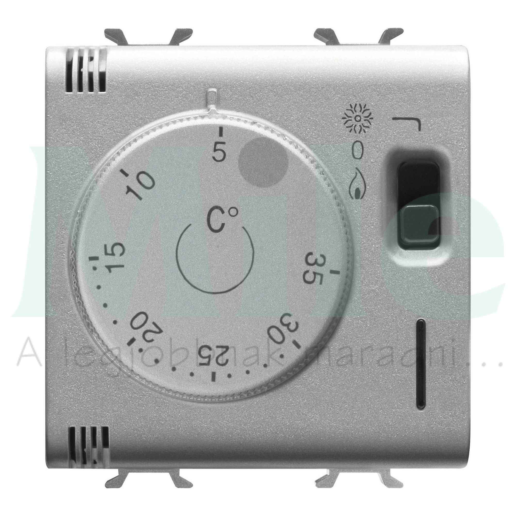 ChoruSmart szobatermosztát analóg 2M titán 5°C- 35°C 230VAC falonkívüli fűtés nyit/zár GEWISS