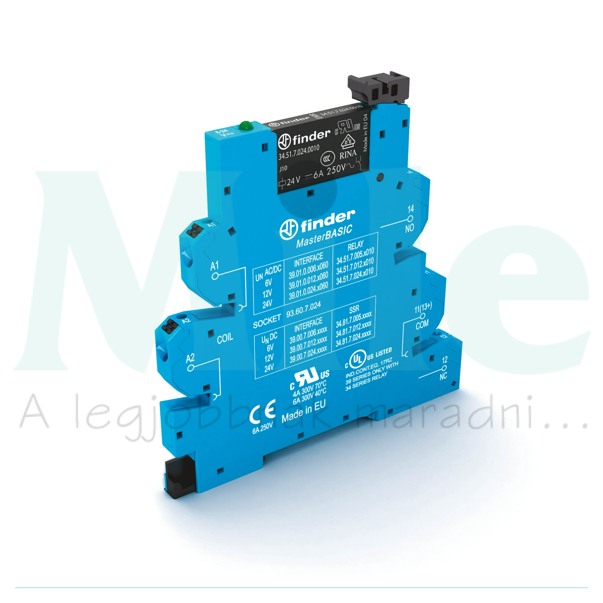 Csatolórelé optikai 1v dugaszolós 6A 230V50Hz monostabil IP20 LED 39.01.8.230.0060 FINDER