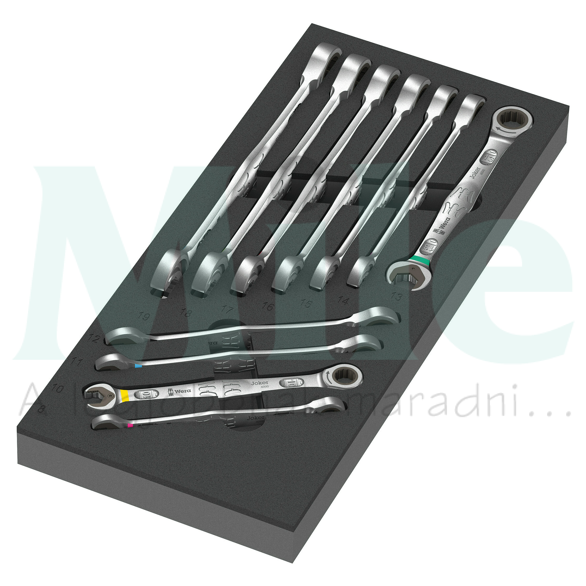 Csillag-villáskulcs készlet 8/10/11/12/13/14/15/16/17/18/19mm racsnis tálcás 9730 6000 Joker Set