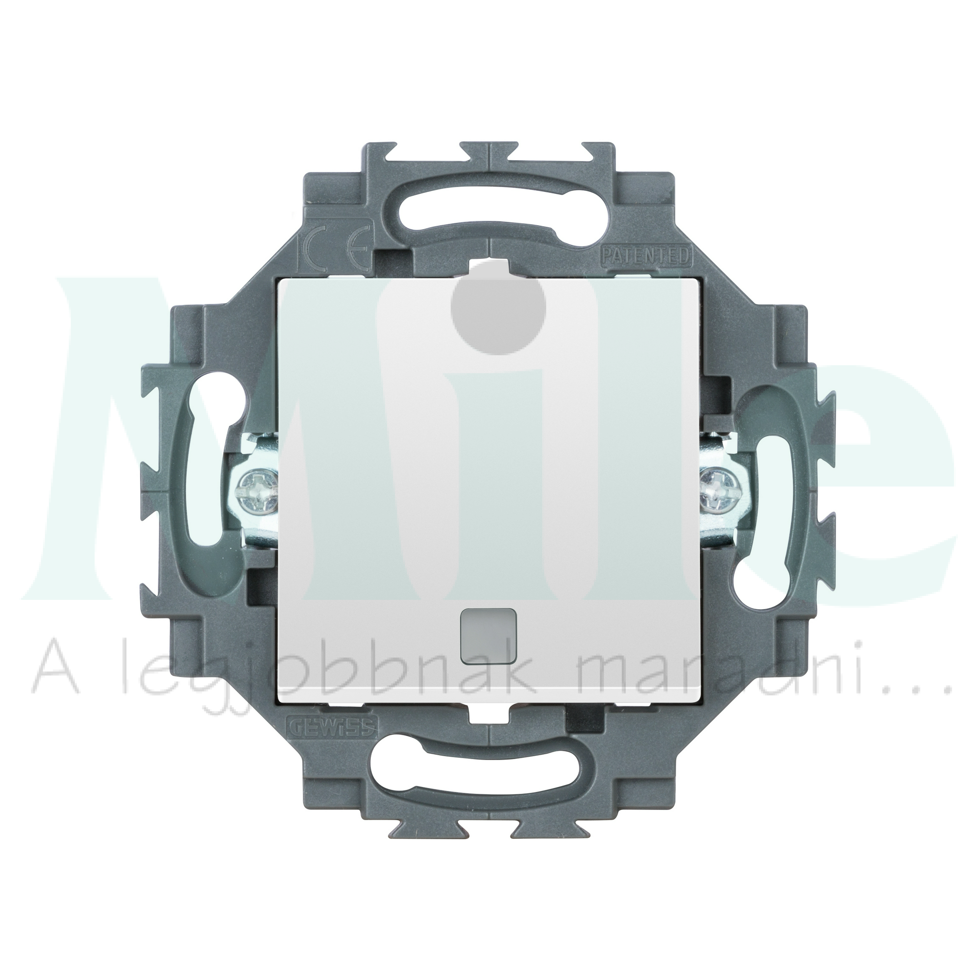 DAHLIA FEHÉR N101 egypólusú nyomó 1P 10AX - cserélhető szimbólum lencse - rugós bekötés GEWISS