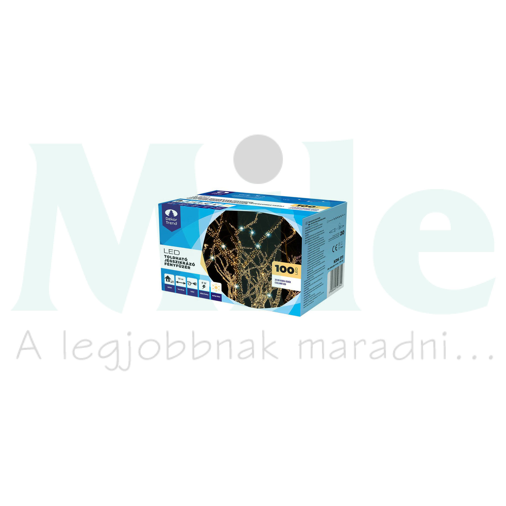 LED fényfűzér sorolható 10 lámpa 2x1m fehér-fényű 220-240V AC 4000K Tejút Dekortrend