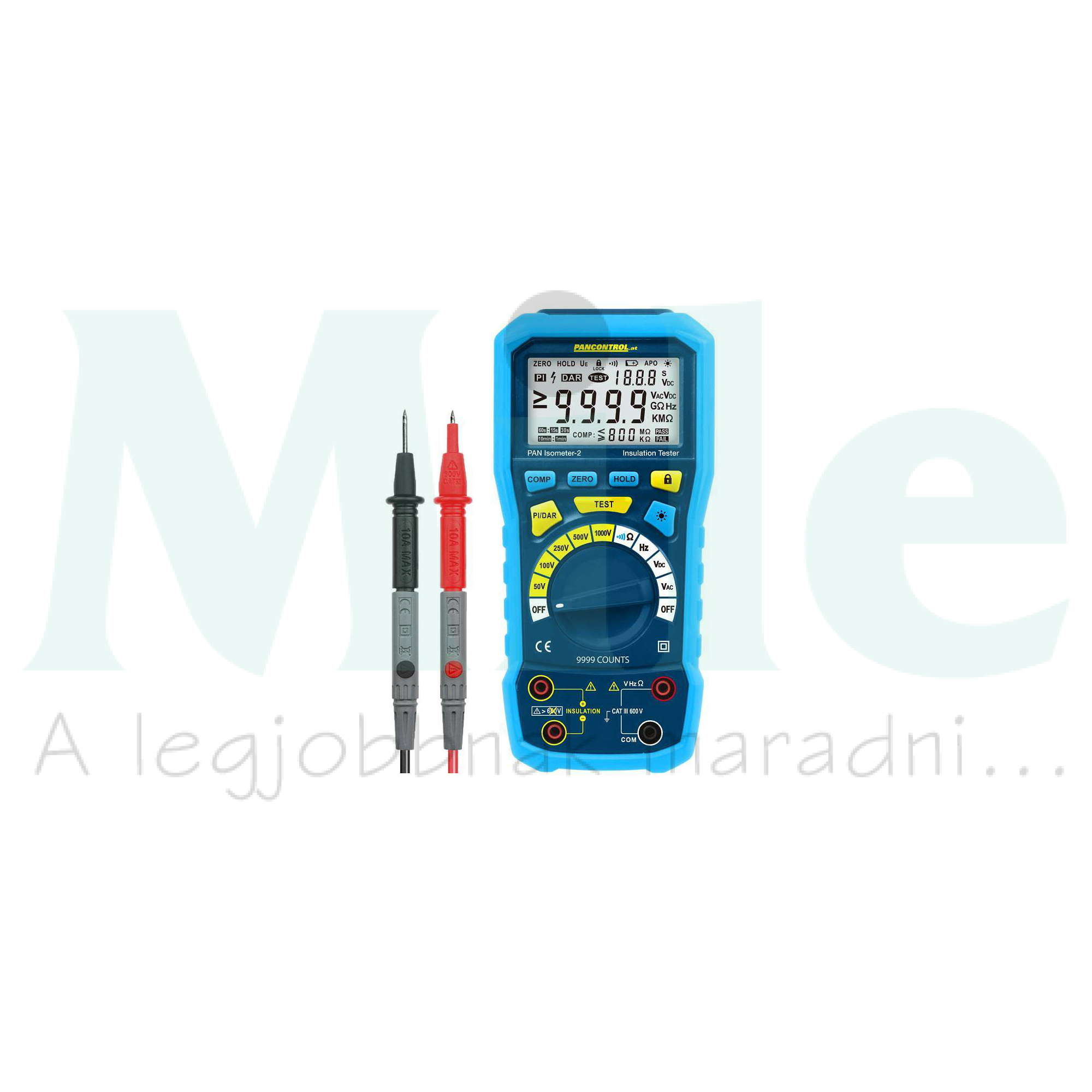 Multiméter szigetelésmérő V-Ohm-Hz LCD digitális 600VDC 600VAC PAN Isometer-2 Pancontrol
