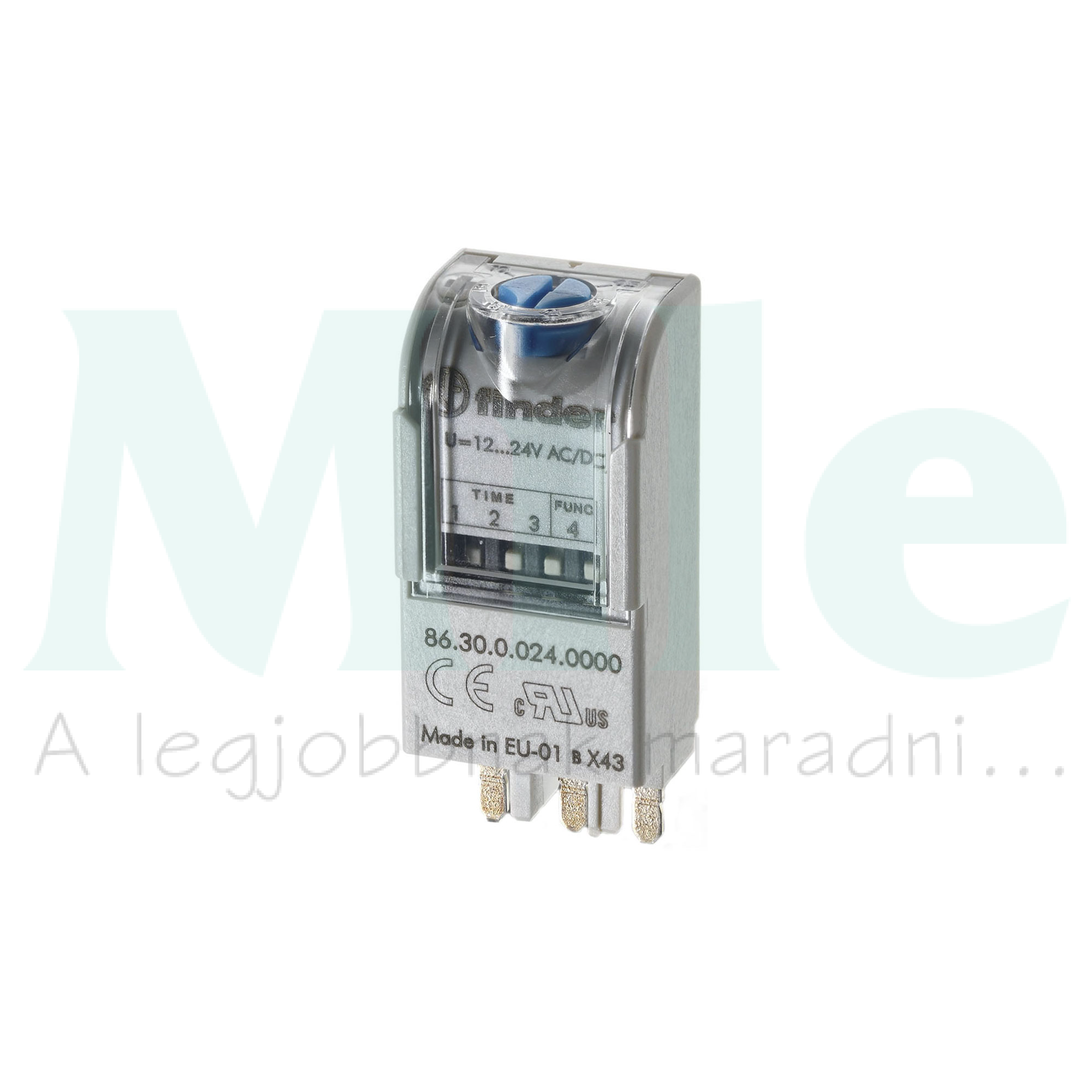 Időzítő modul 2-funkciós 0,05s-100h dugaszolható 230-240V50Hz 86.30.8.240.0000 FINDER