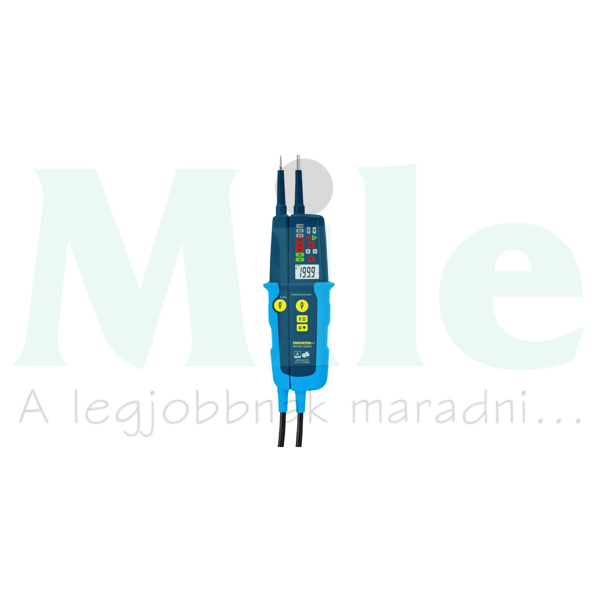 Feszültségvizsgáló 2x1,5VAAA-elem 2P-ellenőrzés 12-1000V LCD-kijelzés PAN MV-1000AD Pancontrol