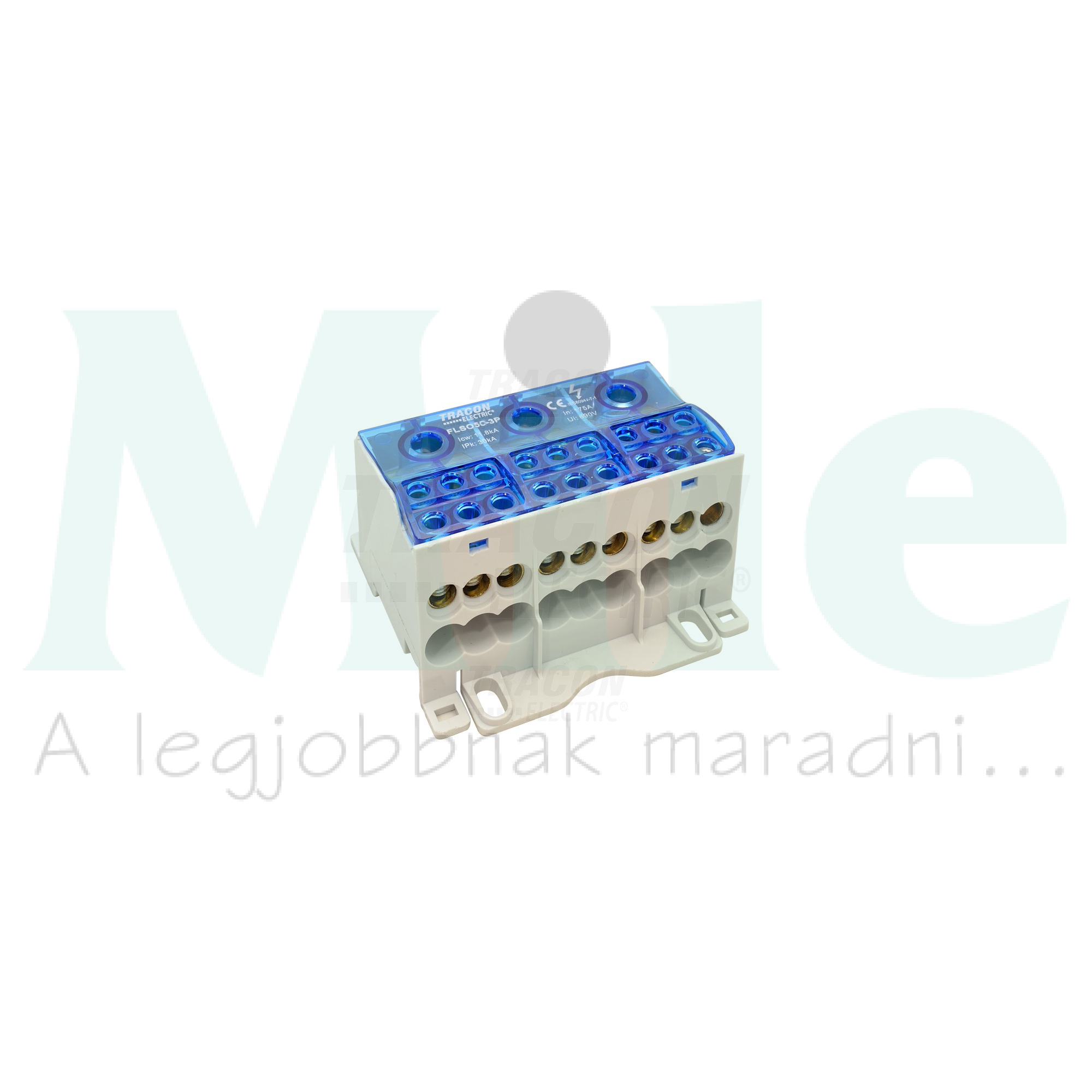 Fővezetéki leágazókapocs 175A/400VAC/DC 3x1x50+6x16mm2 nyitható fedéllel 3P 50mm2 TRACON