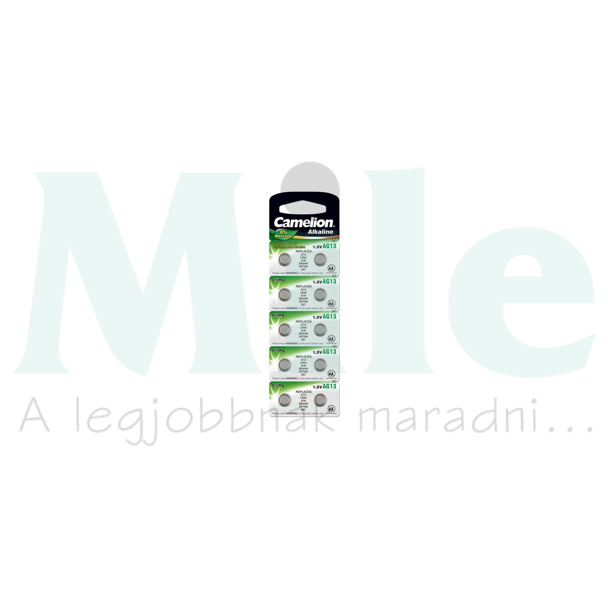 Gombelem LR44 (AG13 G13 A76 GP76A 357 SR44W) 1.5V alkáli-mangán gombelem 138mAh Camelion