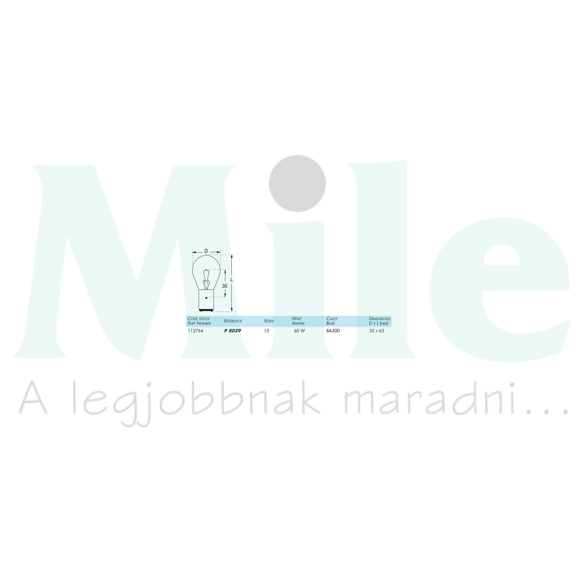 Halogén lámpa speciális BA20d 60W 15V P8029 ORBITEC