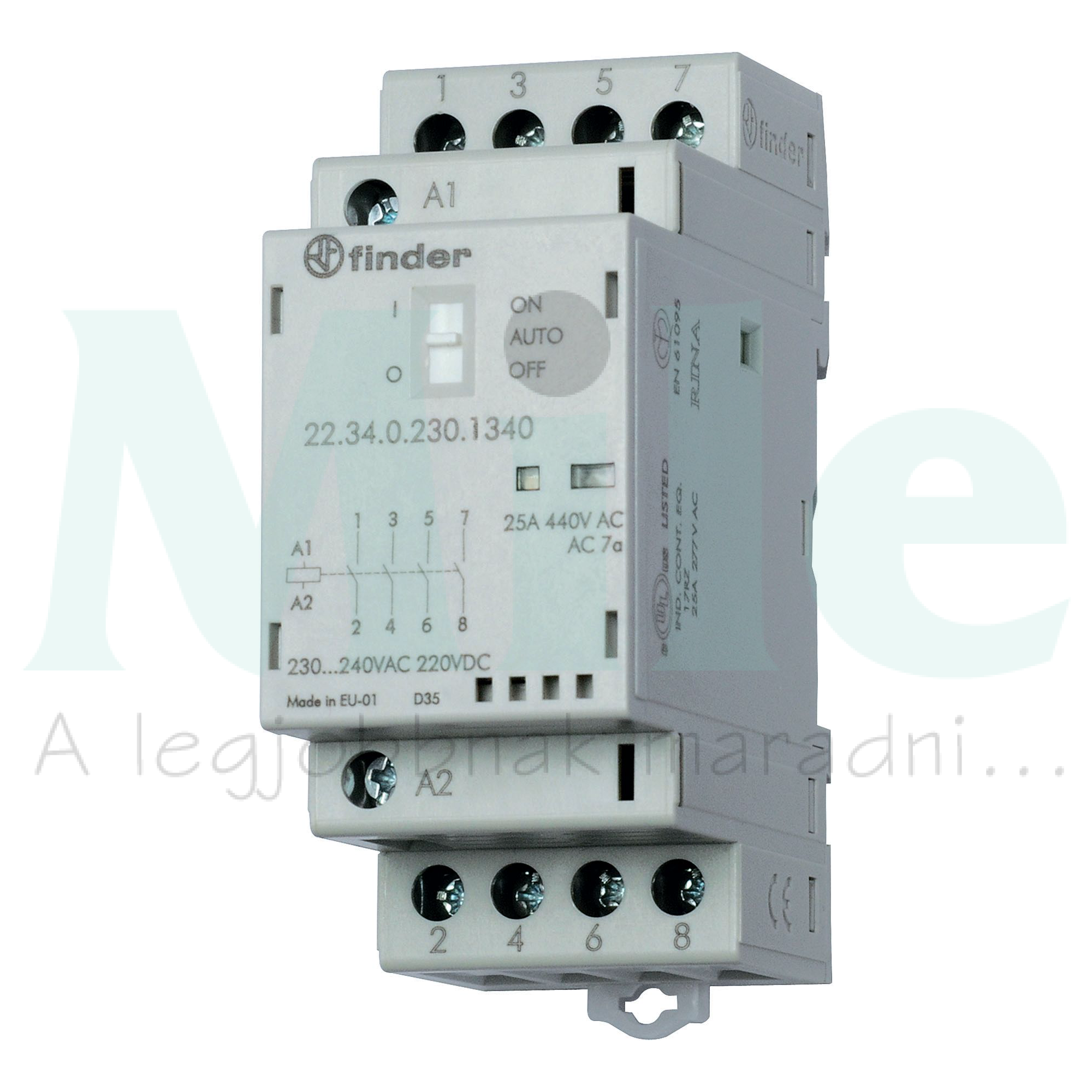Installációs kontaktor sorolható 25A/ 250-440V AC 230V AC/DC-műk 2M 22.34.0.230.1320 FINDER