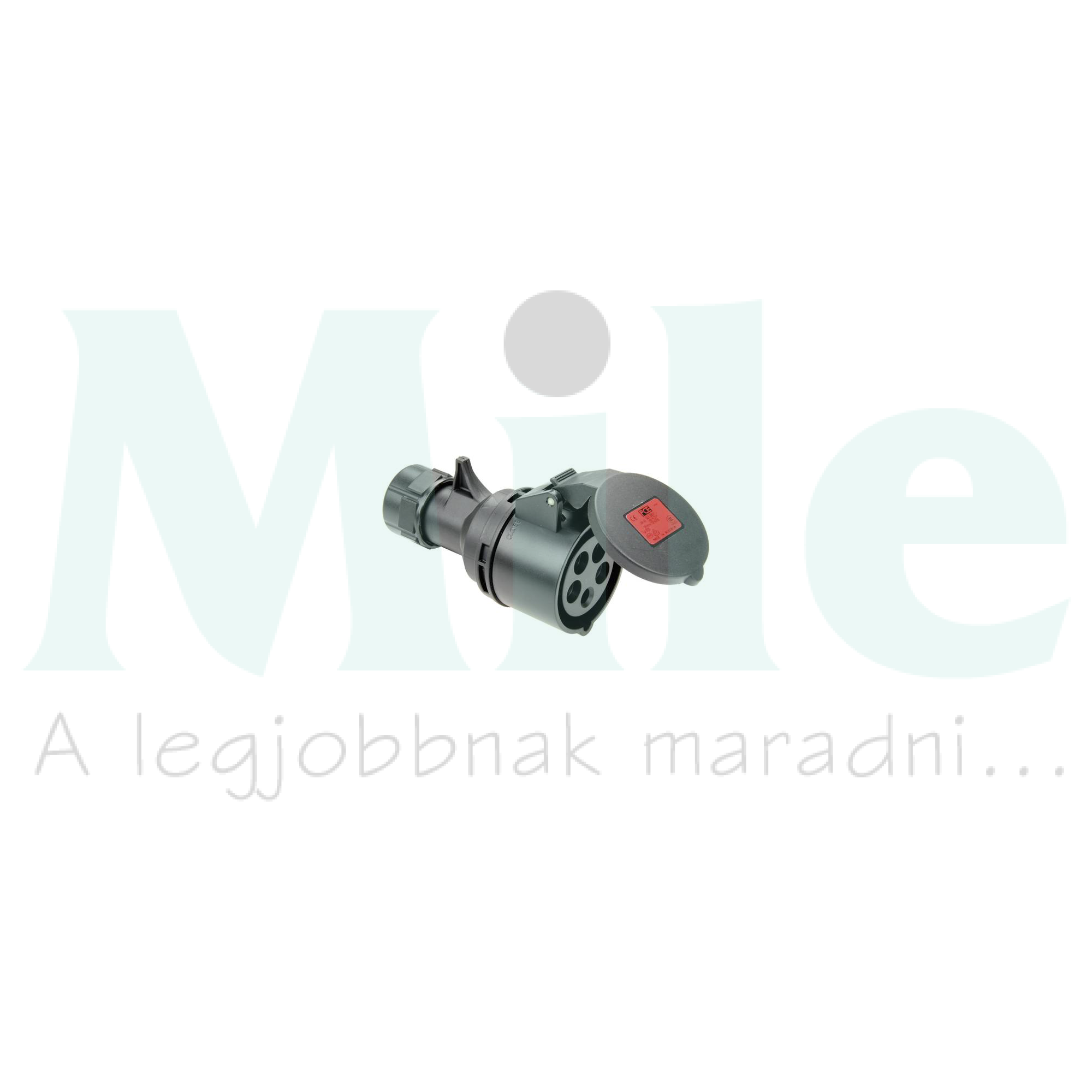 Ipari dugalj lengő 3P+N+E 16A 400V(50+60Hz) piros egyenes IP44 műanyag 6h-pozíció Shark PCE