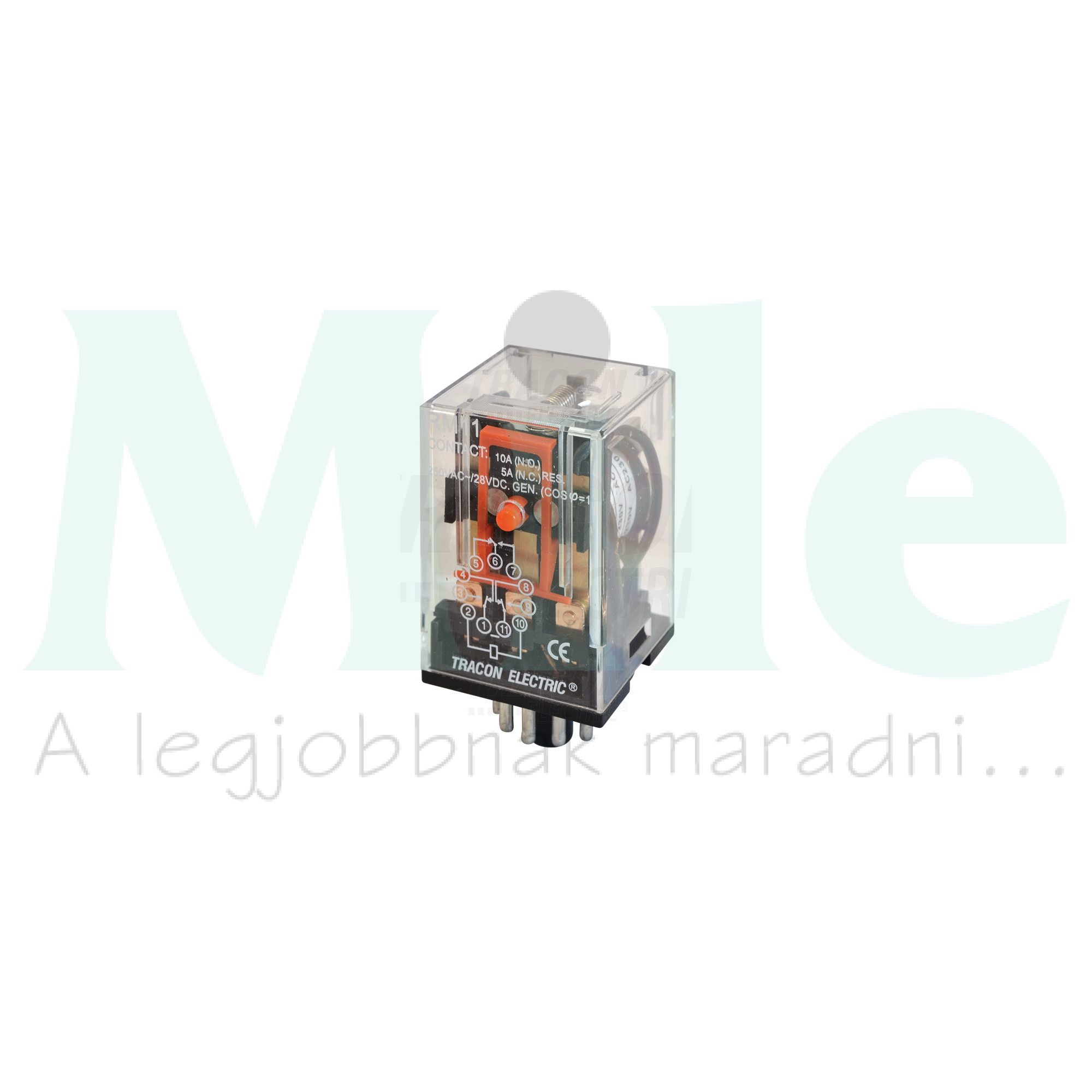 Miniatűr ipari  relé 3A/230VAC/28VDC 3v dugaszolós 24VDC monostabil IP20 TRACON