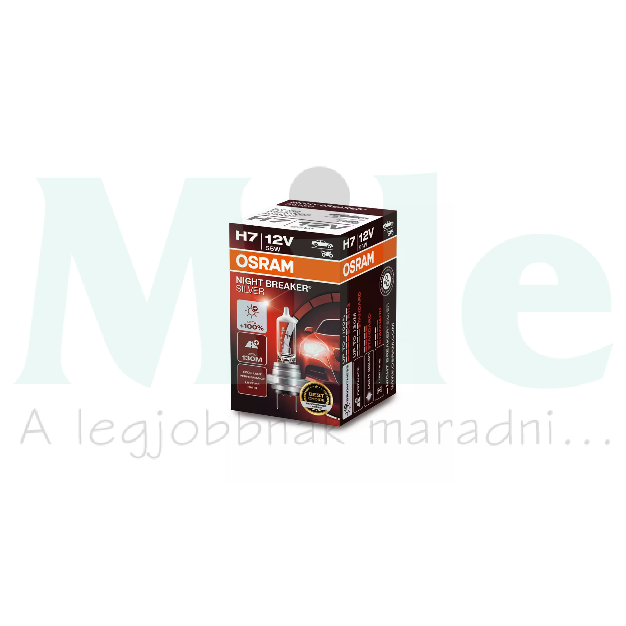 Jármű lámpa fényszóró H7 halogén 12V 55W/ PX26d Osram Night Breaker Silver H7 +100% dobozos 1 darabos