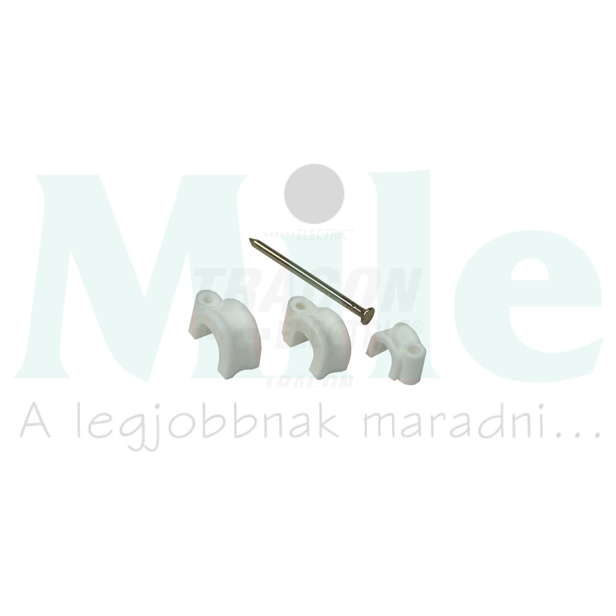 Kábelrögzítő bilincs szeggel 20db 9mm fényesfehér TRACON