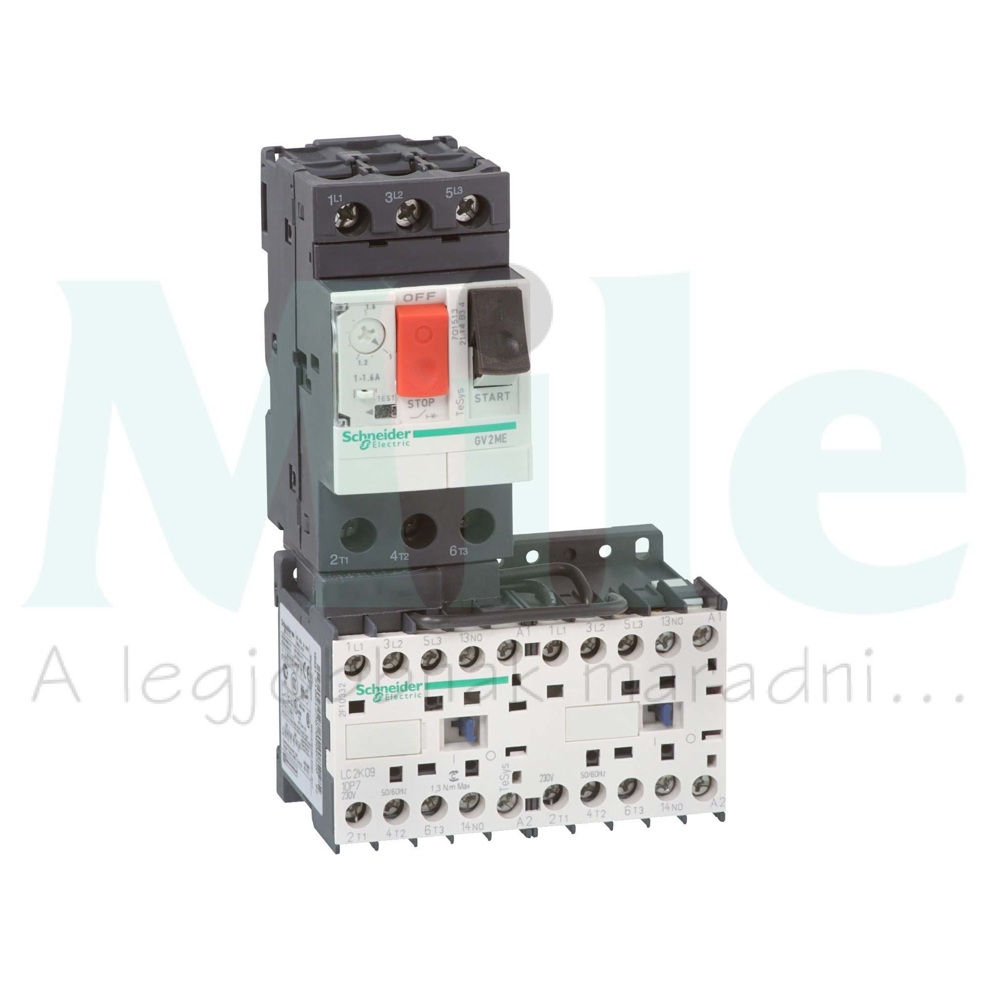 Komplett motorindító irányváló 1-1.6A 0.55kW/400VAC-3 24VDC IP20 TeSys GV2-ME Schneider