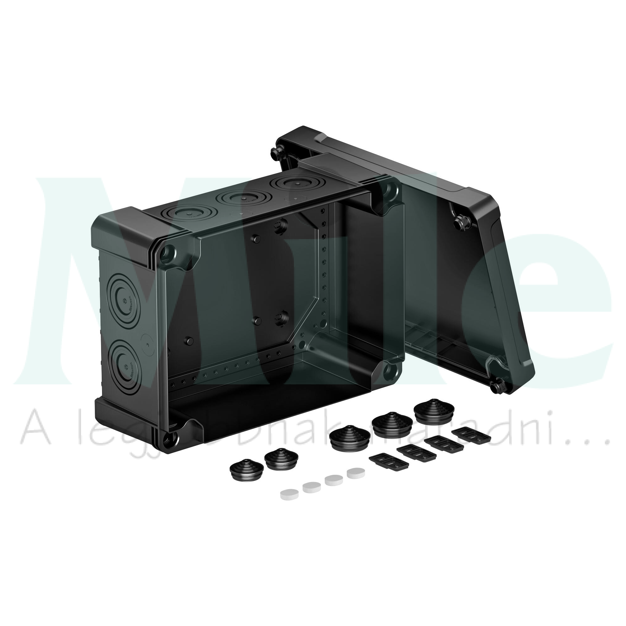 Kötődoboz falonkívüli műanyag 202mm x 286mm x 126mm IP67 fekete 25mm2-vezetőhöz(max.) X25 SW OBO-BETTERMANN