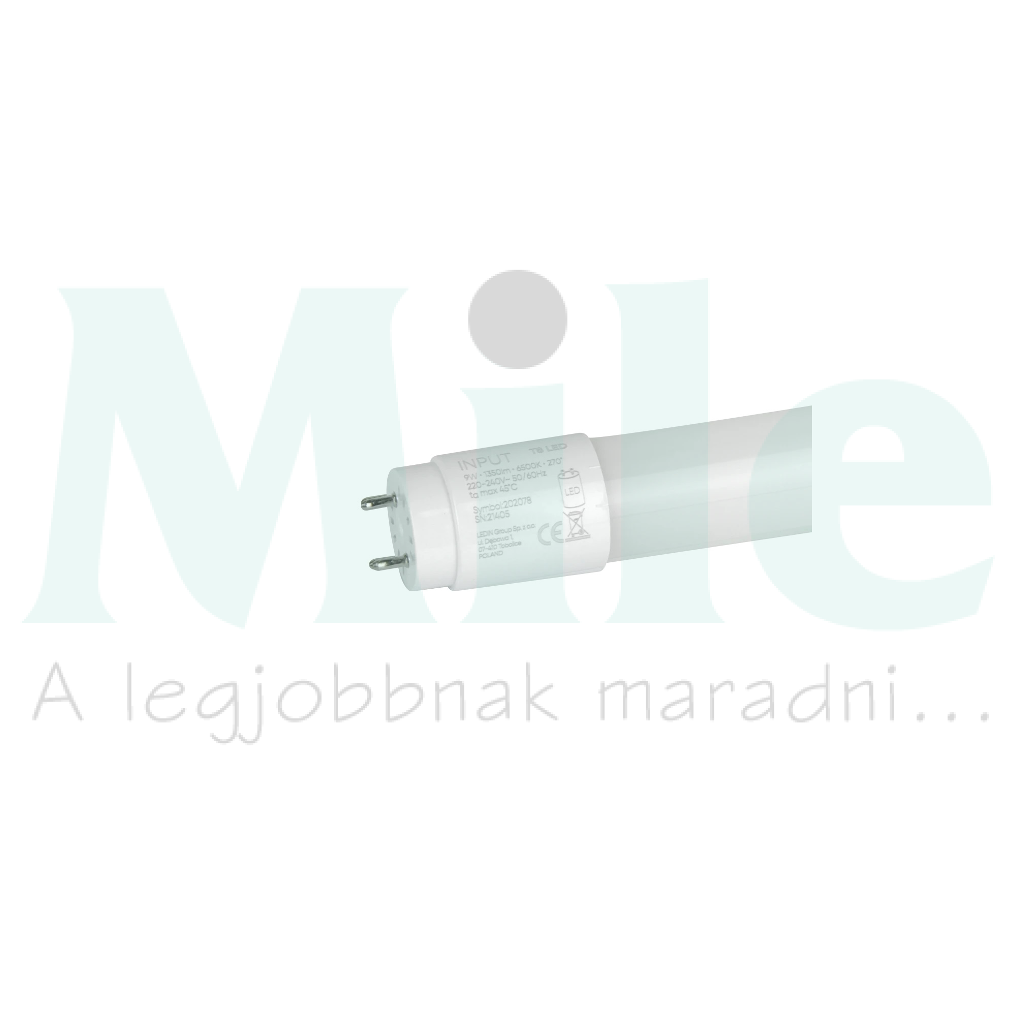 LED fénycső 0,6m cső T8 9W- G13 1350lm 865 220-240V AC 6500K 25000h 270° Prime LED line