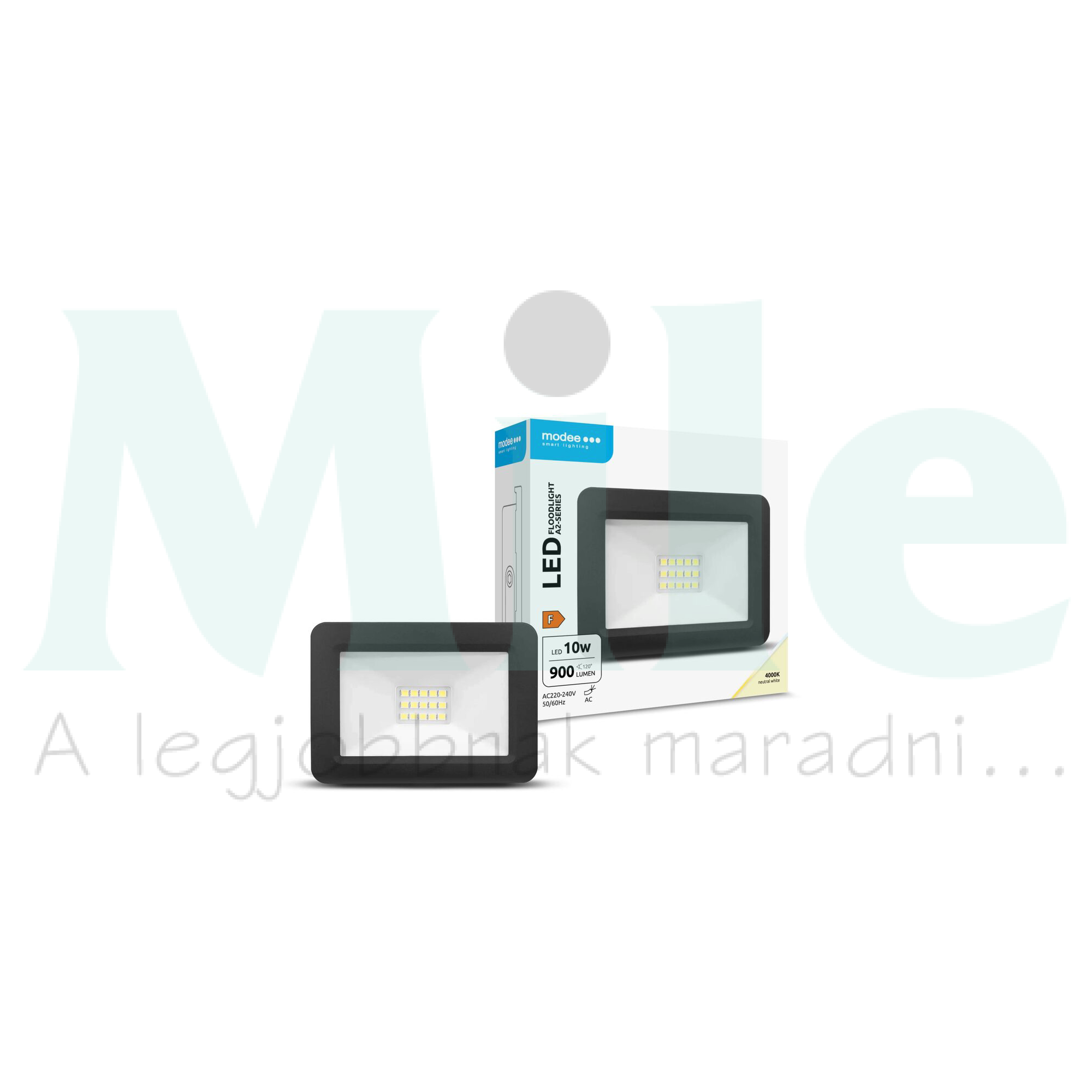 LED fényvető 10W 220-240V AC 900lm 4000K fekete-ház alumínium IP65 Slim-A2 Modee