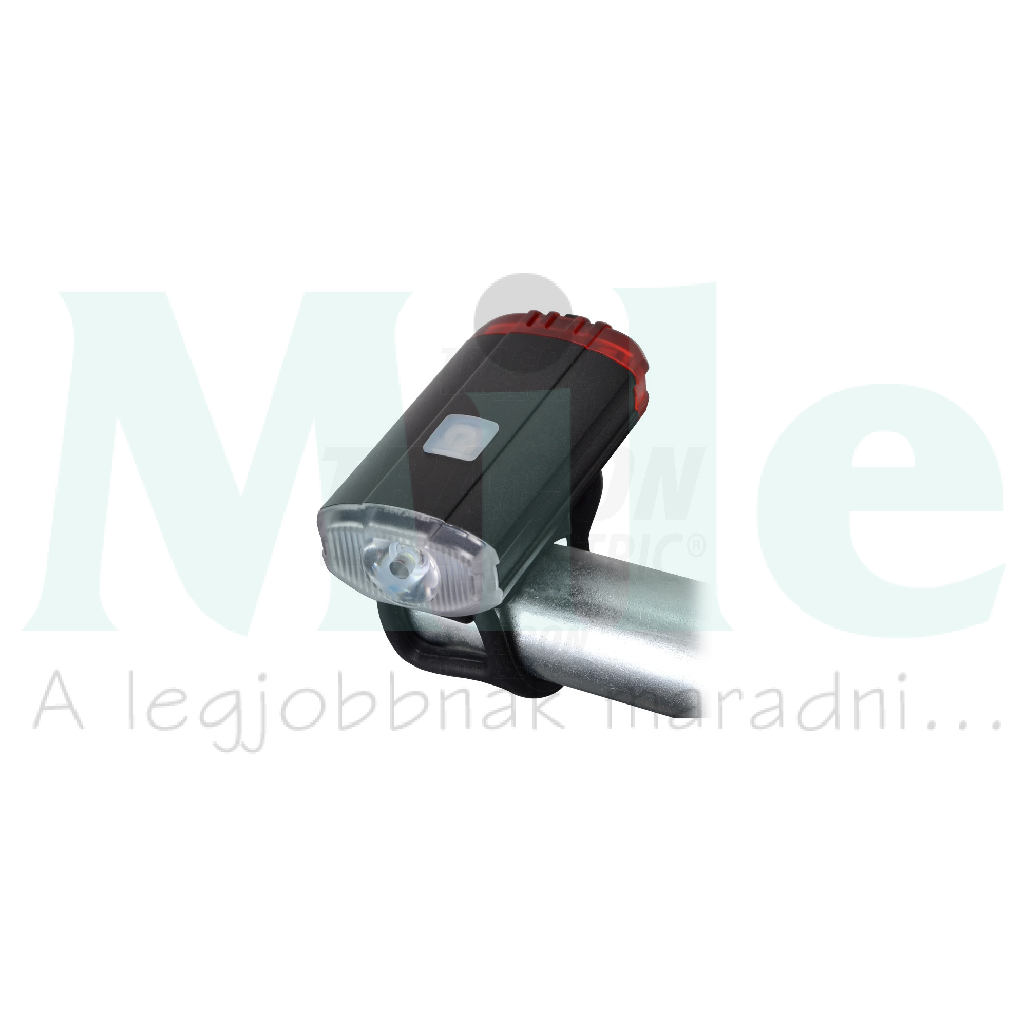 LED kerékpárlámpa első-hátsó 150lm 2W 2/5h 3,7V/0,8Ah IP54 1x tölthető akku teleppel TRACON