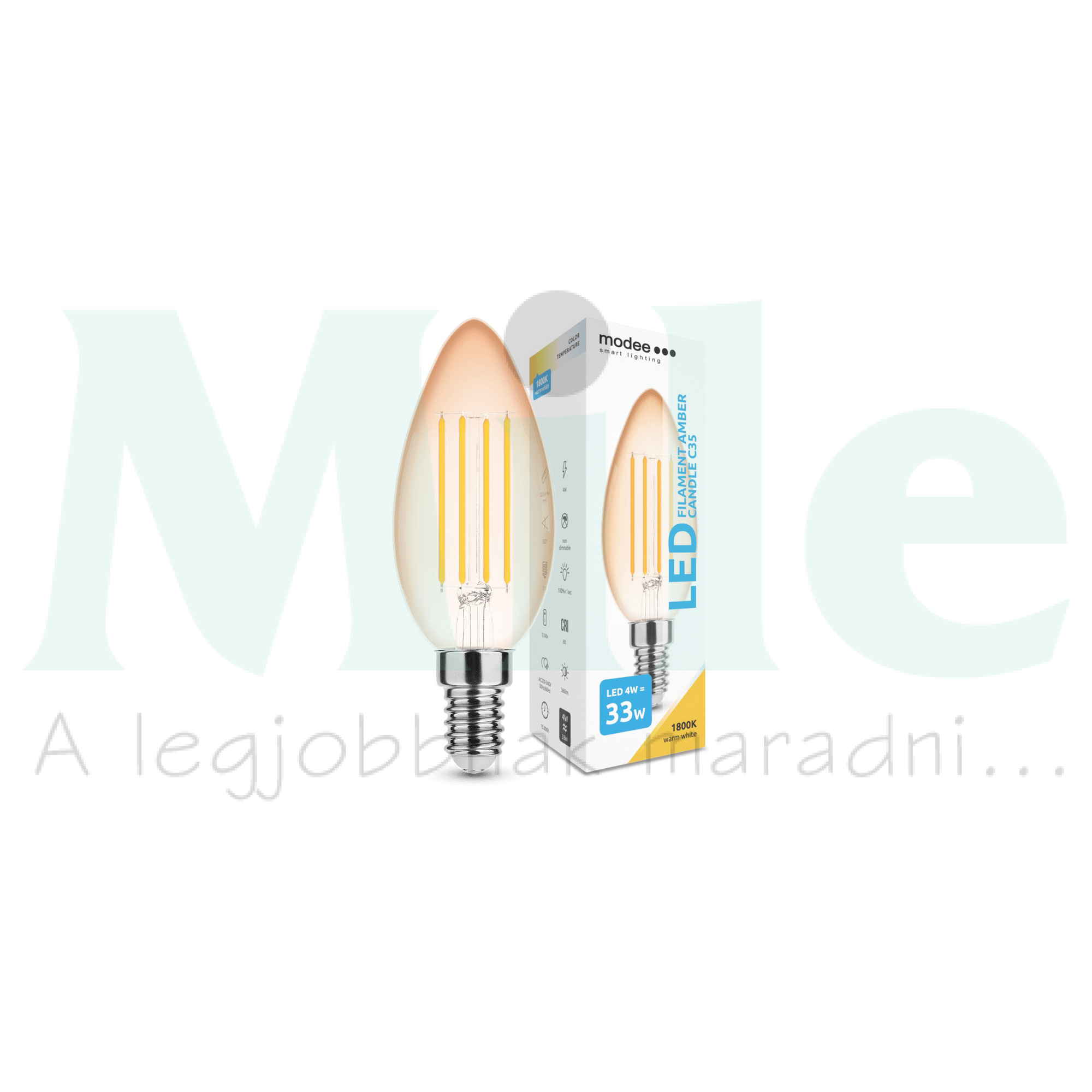 LED lámpa B35 gyertya filament 4W- 33W E14 360lm 818 220-240V AC 15000h 320° 1800K Modee