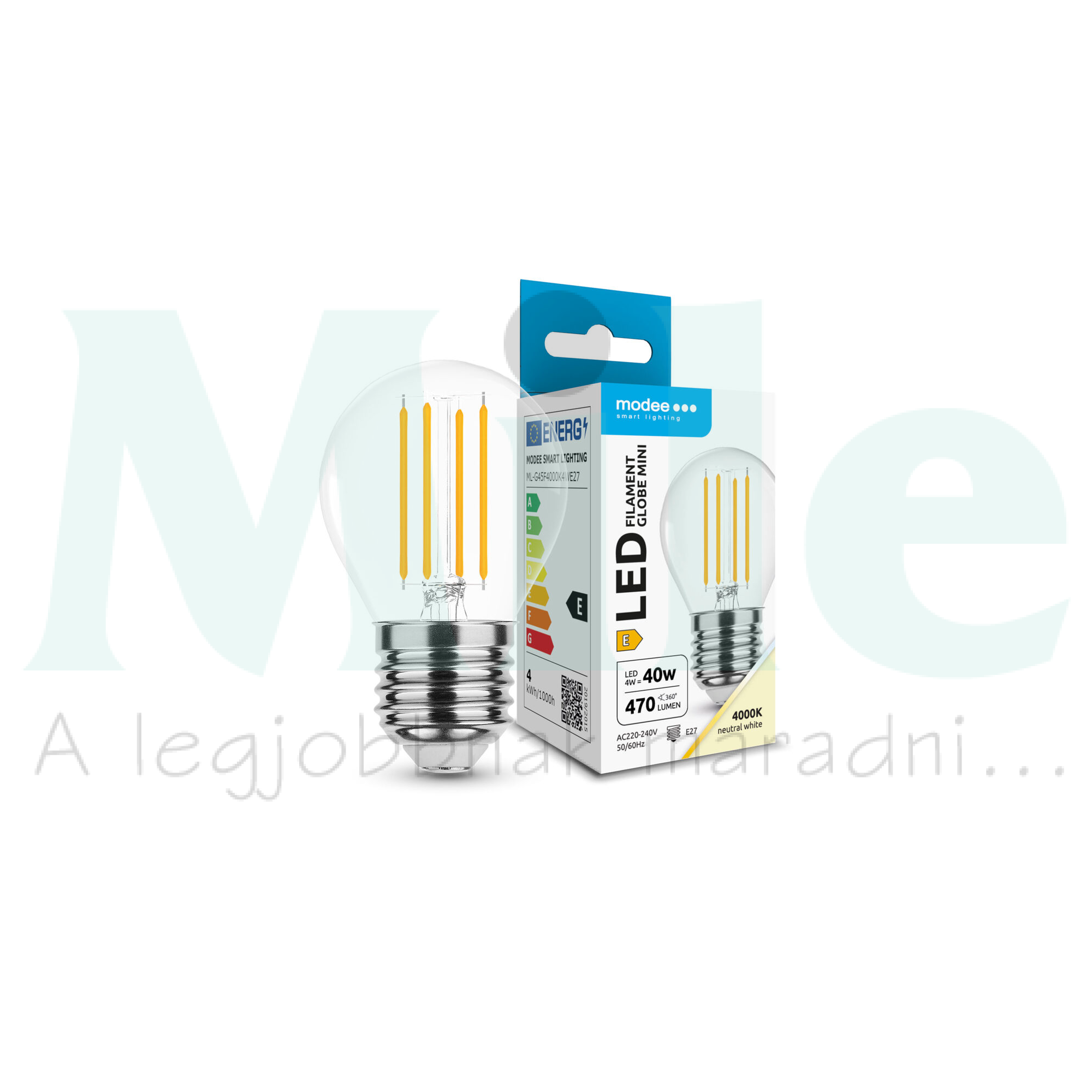 LED lámpa kisgömb P45 filament 4W- 40W E27 470lm 840 220-240V AC 25000h 360° 4000K Modee
