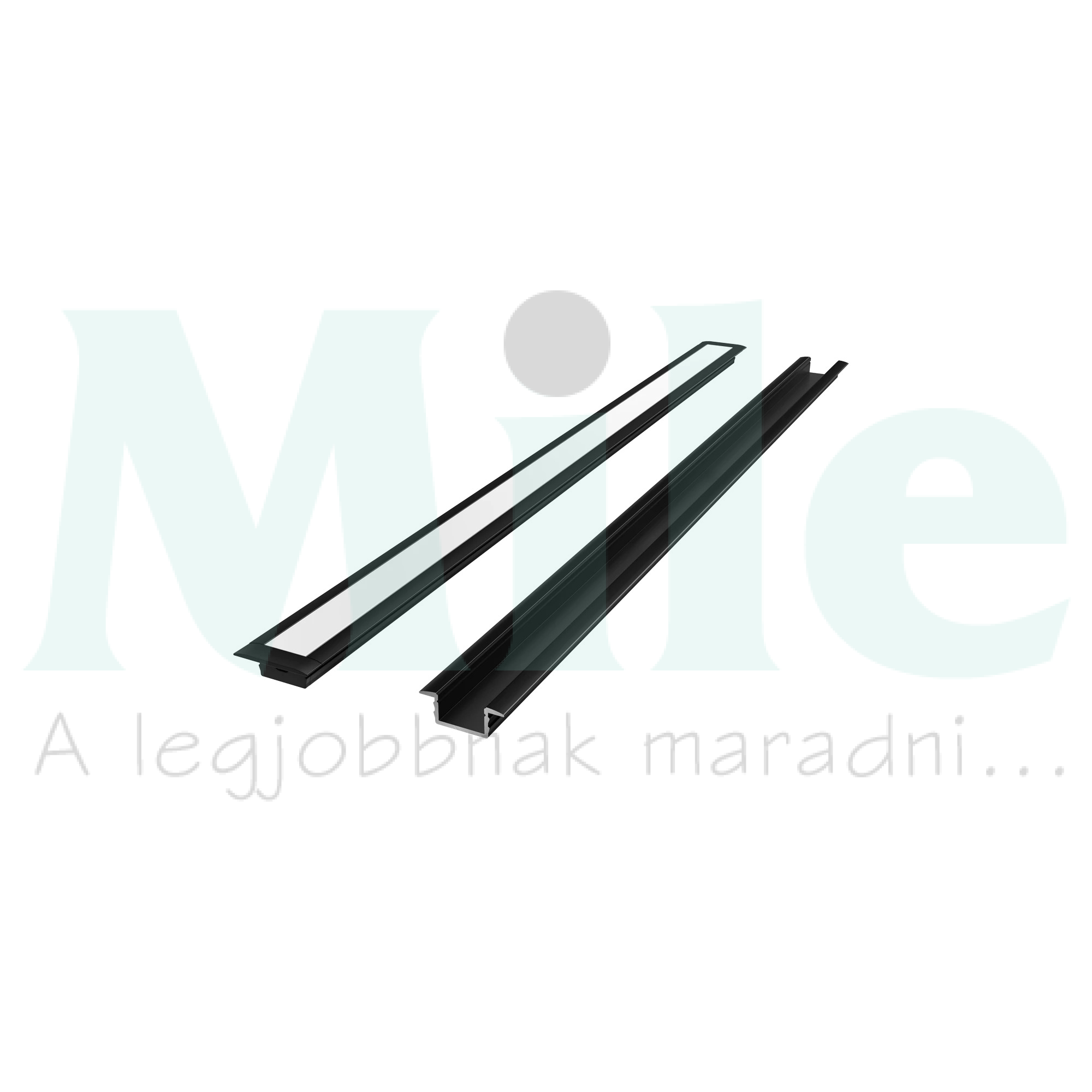 LED szalag profil készlet süllyesztett U aluminium 25,5x9,5mm fekete 2m  Prime LED line