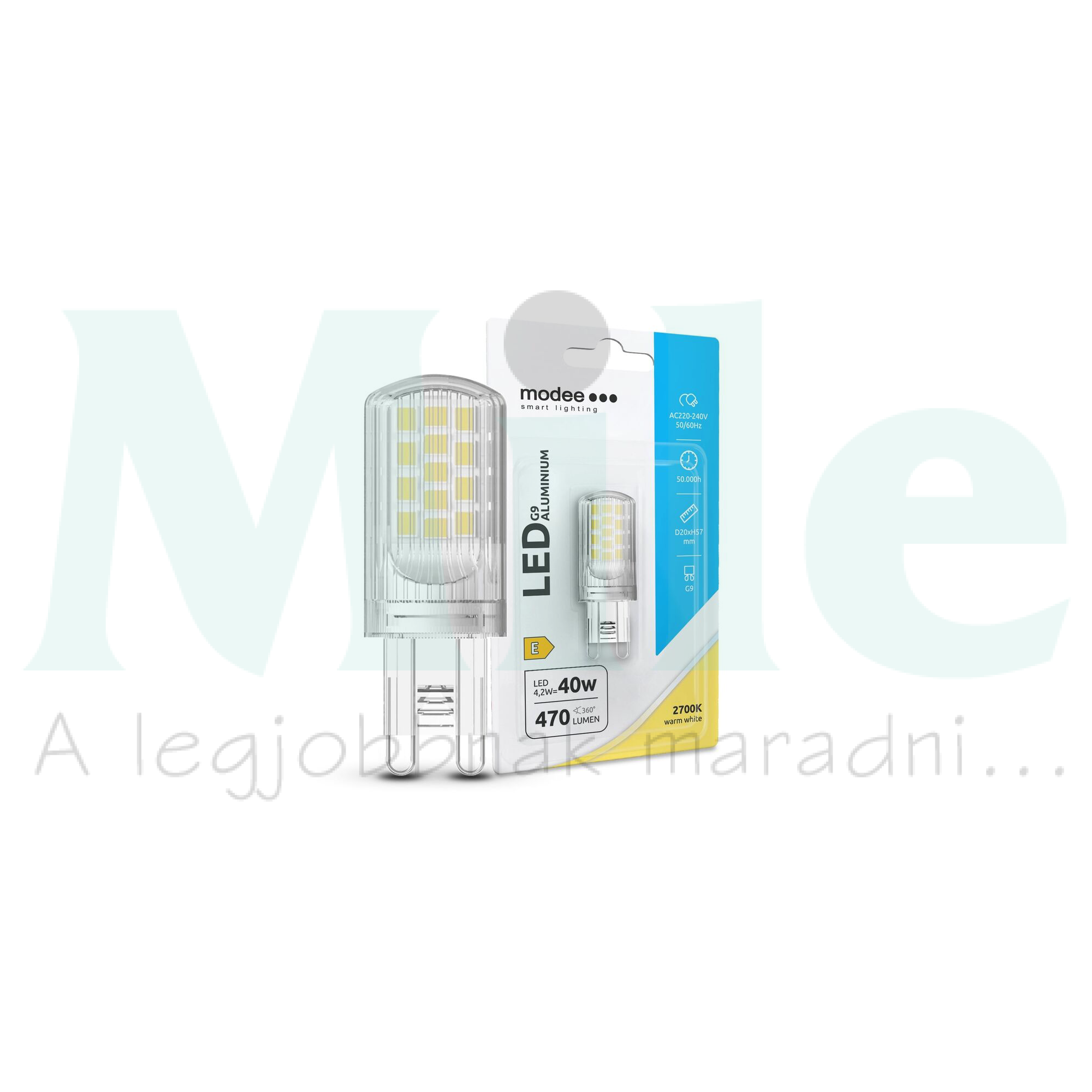 Modee LED G9 Aluminium 4,2W 300° 2700K 470lm B1 5év gar