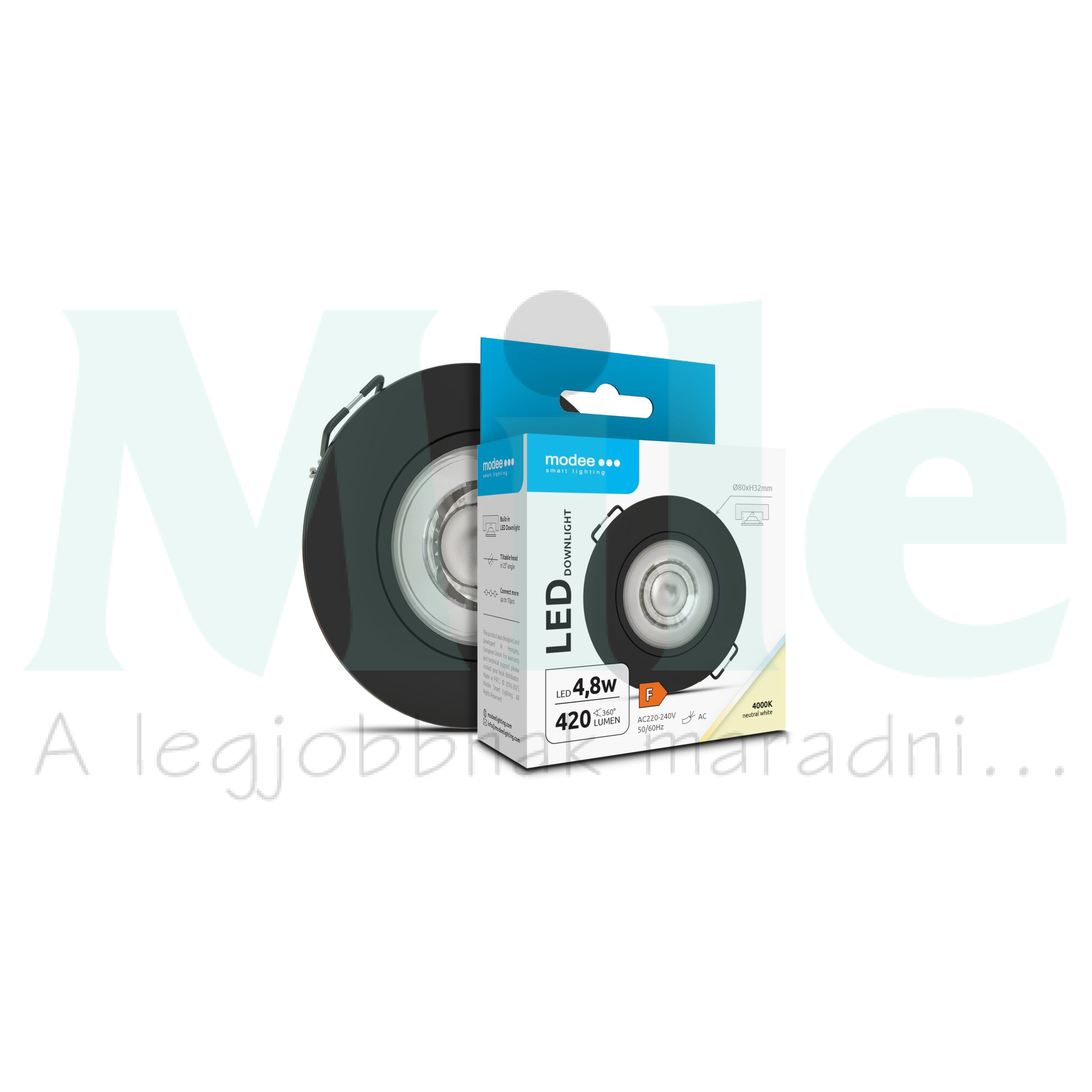 LED mélysugárzó lámpatest dönthető/25° süllyesztett 1x 4,8W 220-240V AC 420lm 4000K IP20 Modee