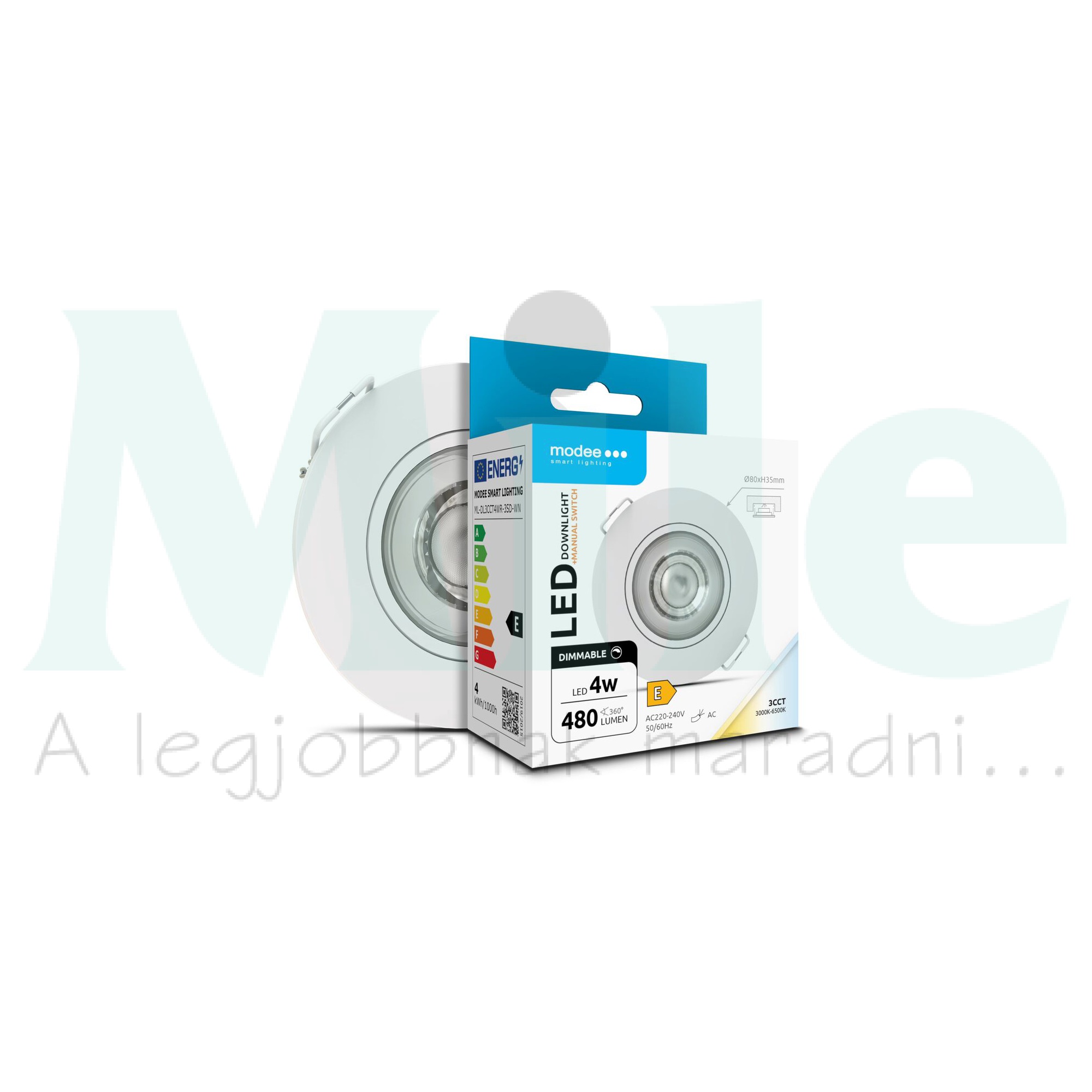 Modee LED Mélysugárzó Kerek 4W 3CCT IP44 D80xH32mm ROT (480 lumen) fehér ERP