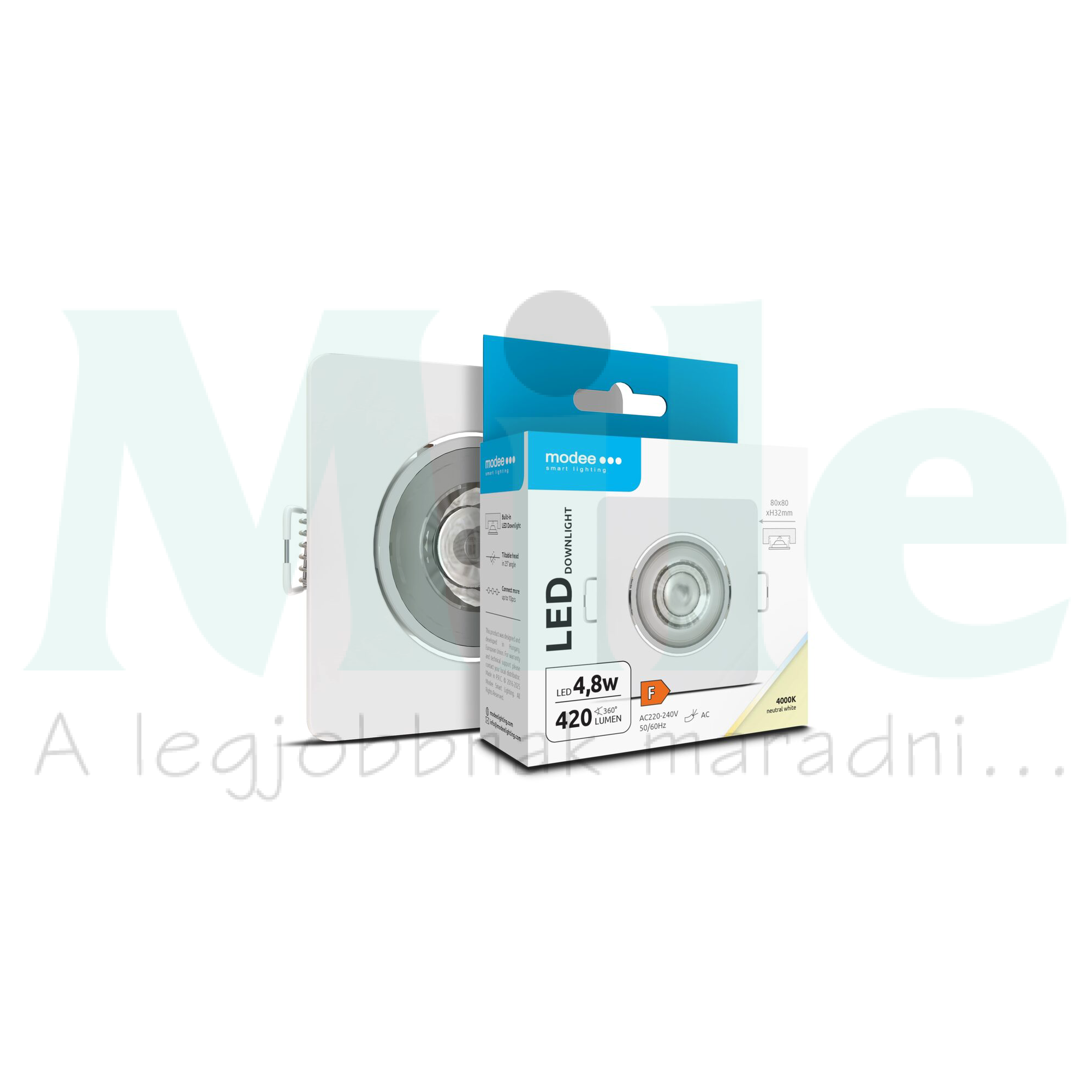 LED mélysugárzó lámpatest dönthető/25° süllyesztett 1x 4,8W 220-240V AC 420lm 4000K IP20 Modee
