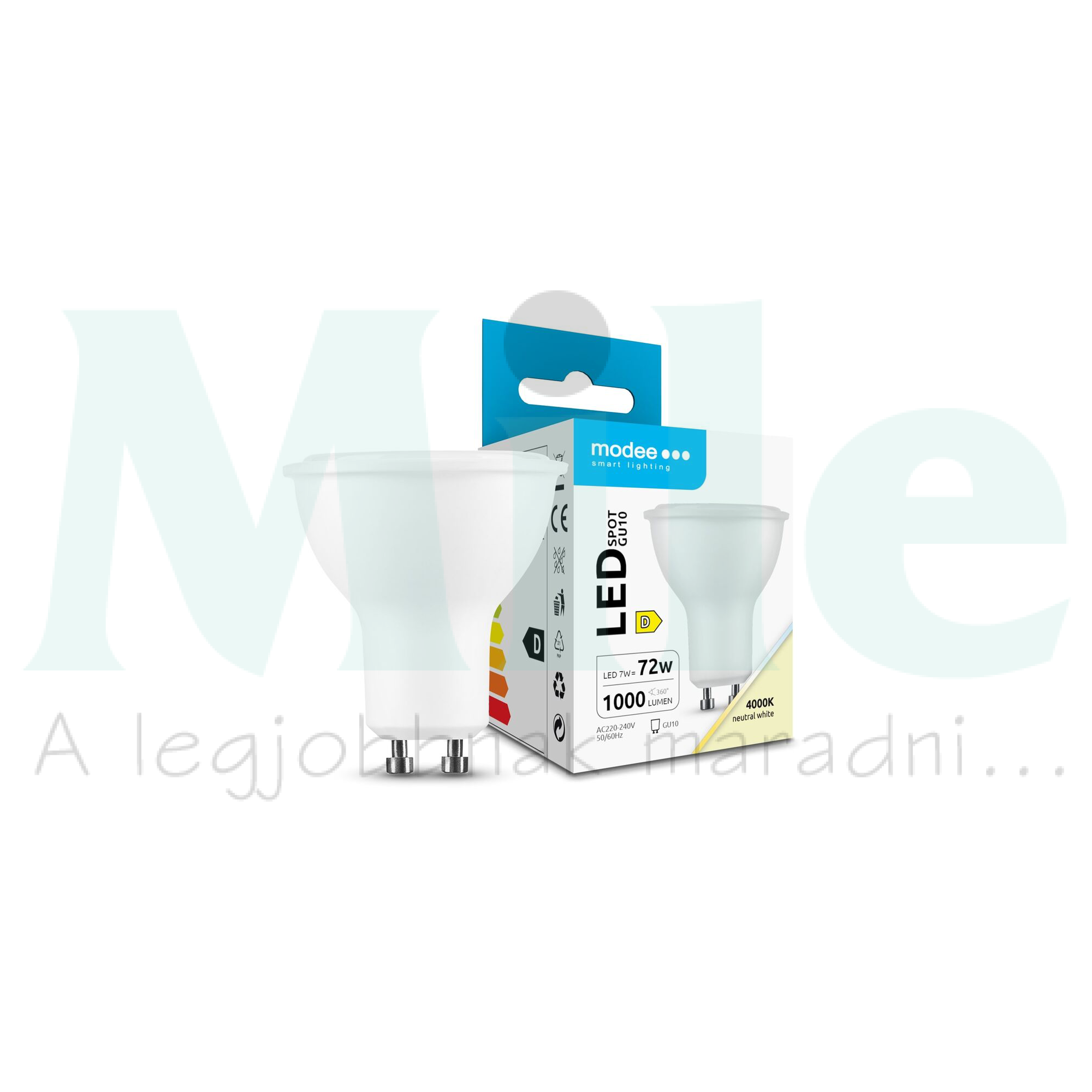 Modee LED Spot Alu-Plastic 7W GU10 100° 4000K 1000lm ERP 5év gar Modee