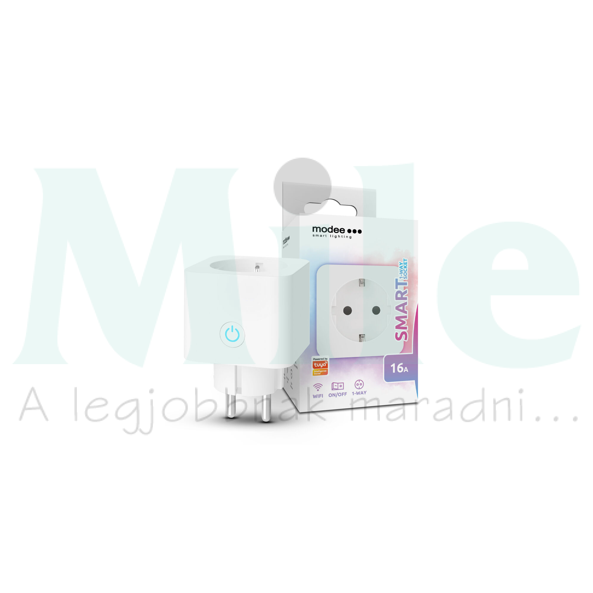 RF okos dugaljadapter 16A/230V/2P+F/Bluetooth (Tuya Wi-Fi) 230VAC-táp fehér tokozott Smart Modee