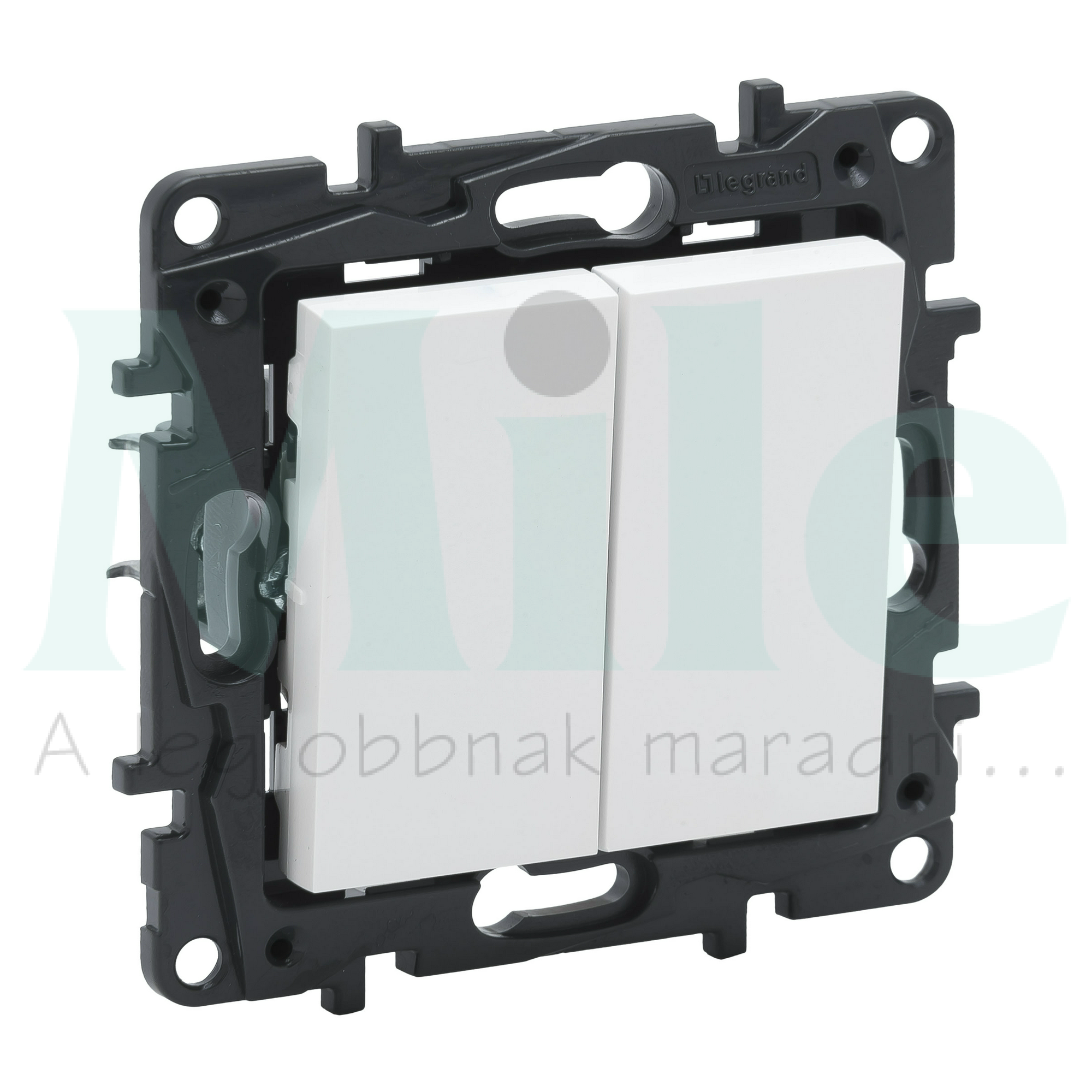 NiloéStep 106+6 kettős váltókapcsoló betét közp. fedéllel fehér süllyesztett rugós IP20 LEGRAND