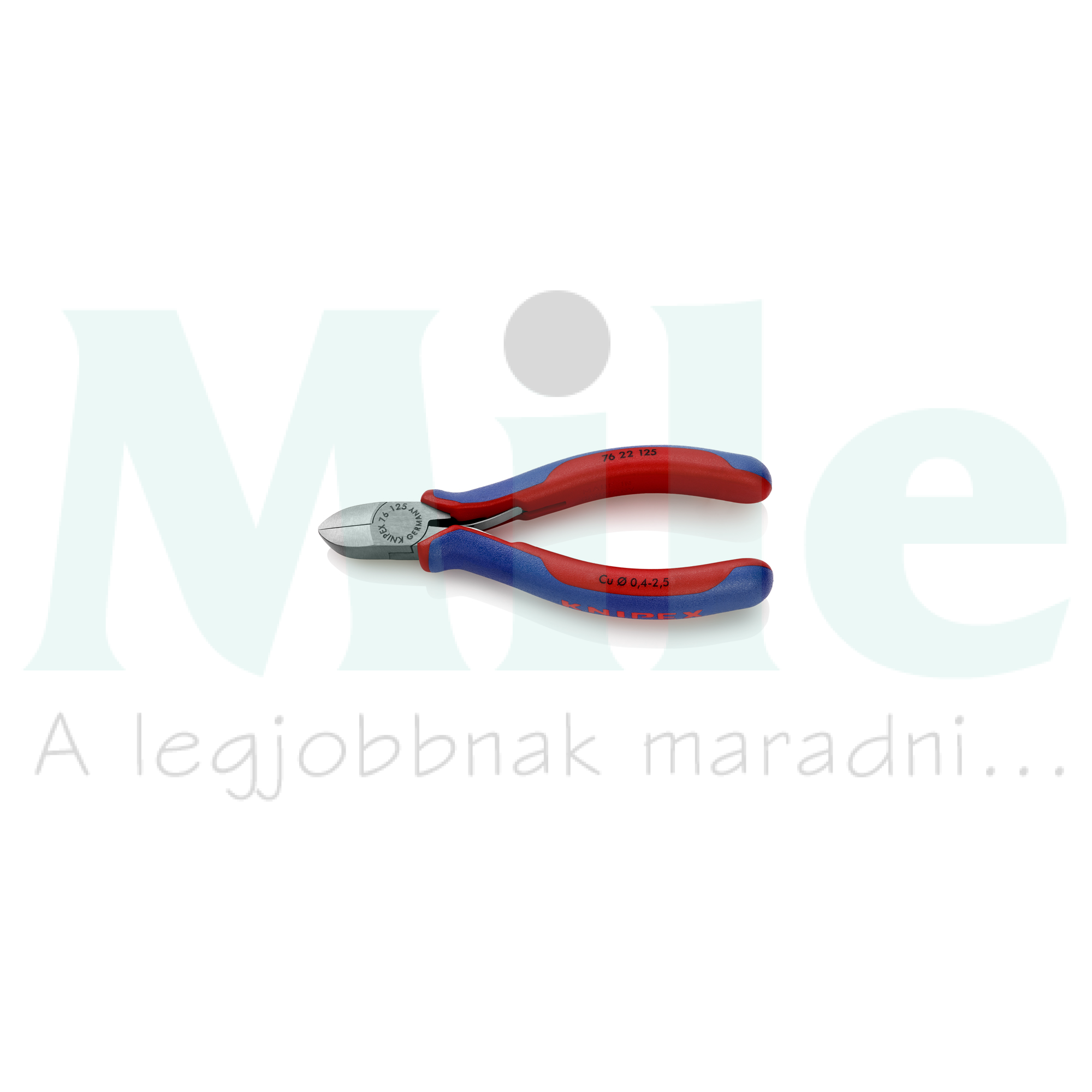 Oldalcsípő fogó 63HRC max.d2,5mm/Cu nyitórugós piros-kék normál 125mm KNIPEX