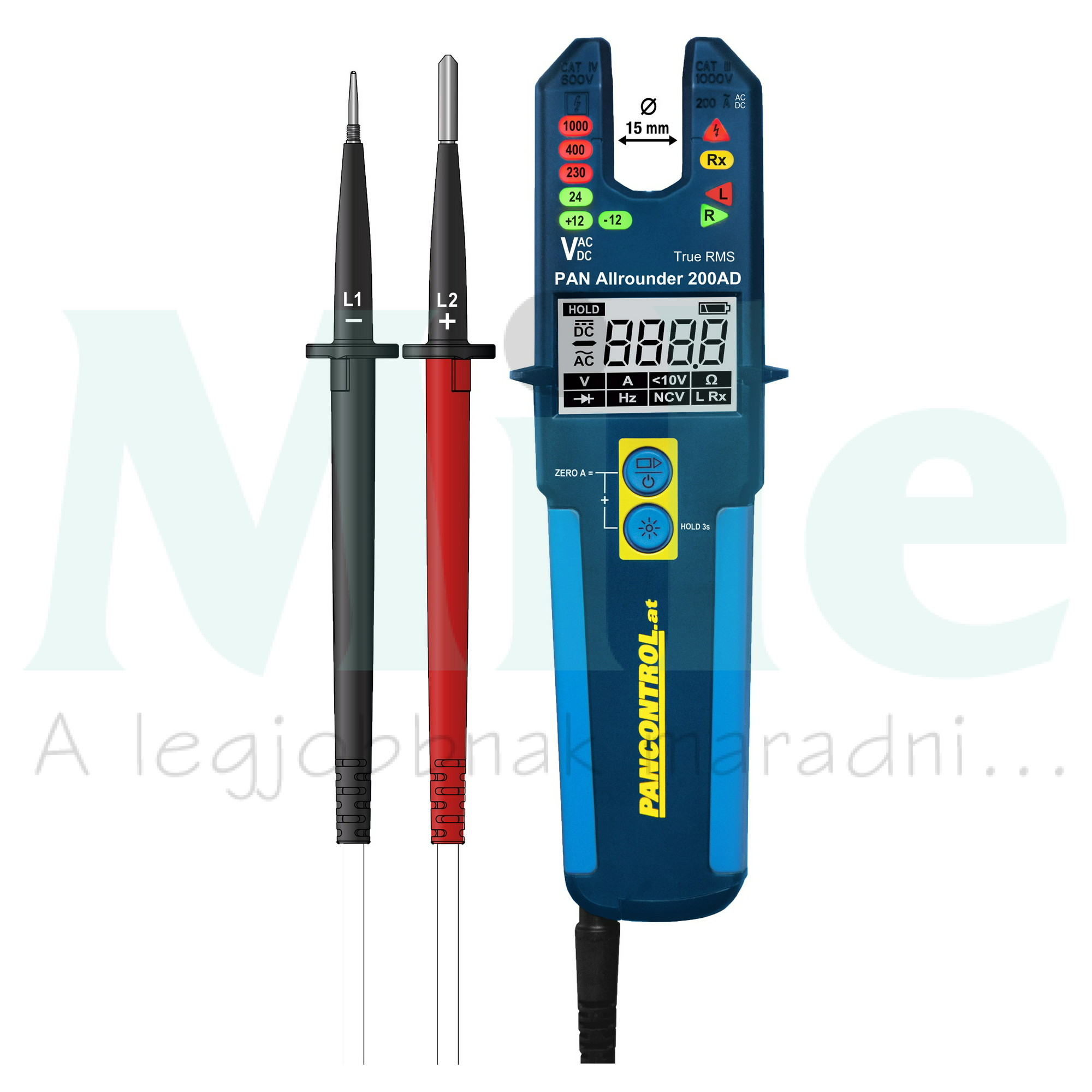 Lakatfogó V-A-Ohm-Hz LCD digitális 0.1-200A-max./DC 0.1-200A-max./AC Allrounder 200AD Pancontrol