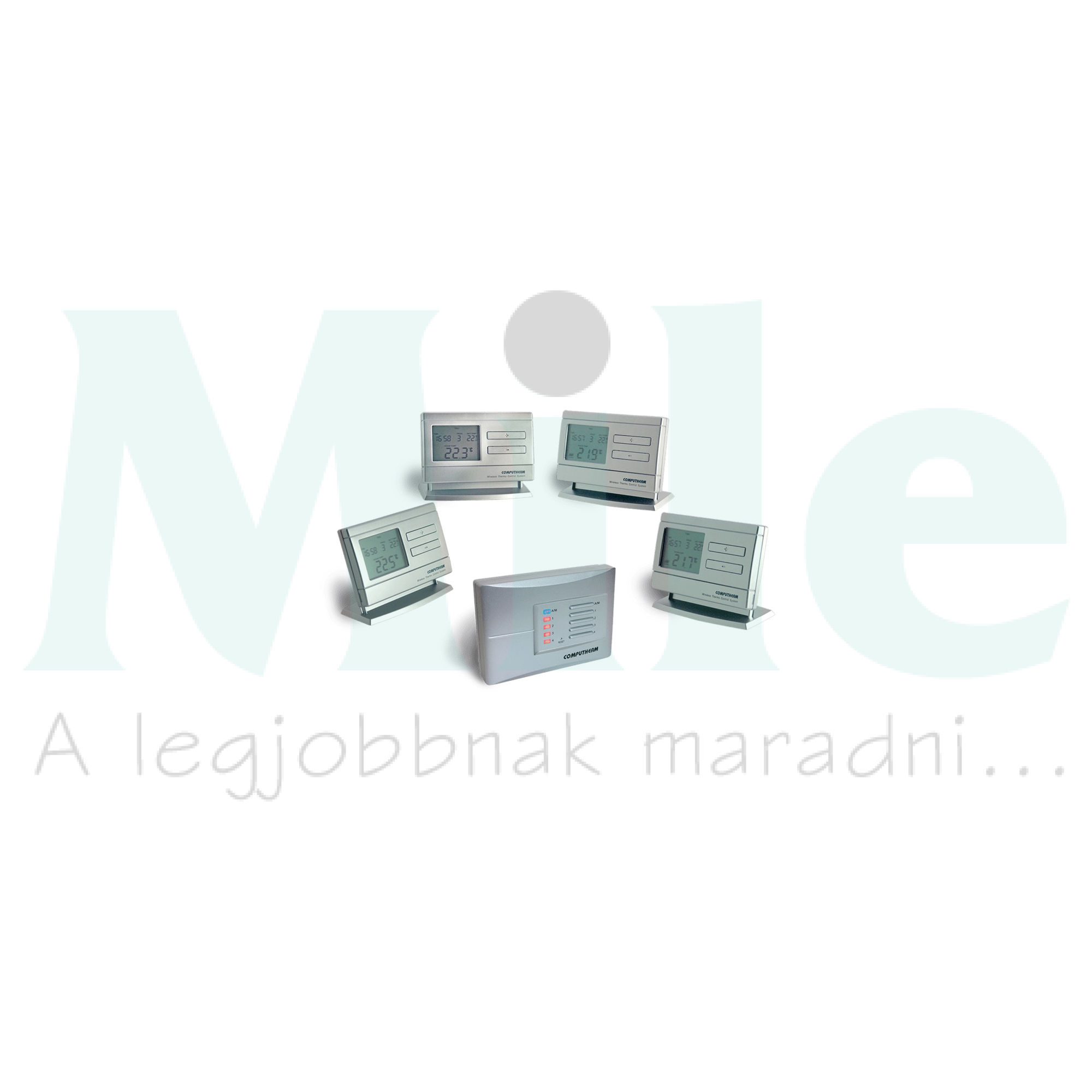 RF szobatermosztát programozható LCD (2xAA1,5V-elemes) +vevő digitális 5-40°C 6A 230V QUANTRAX