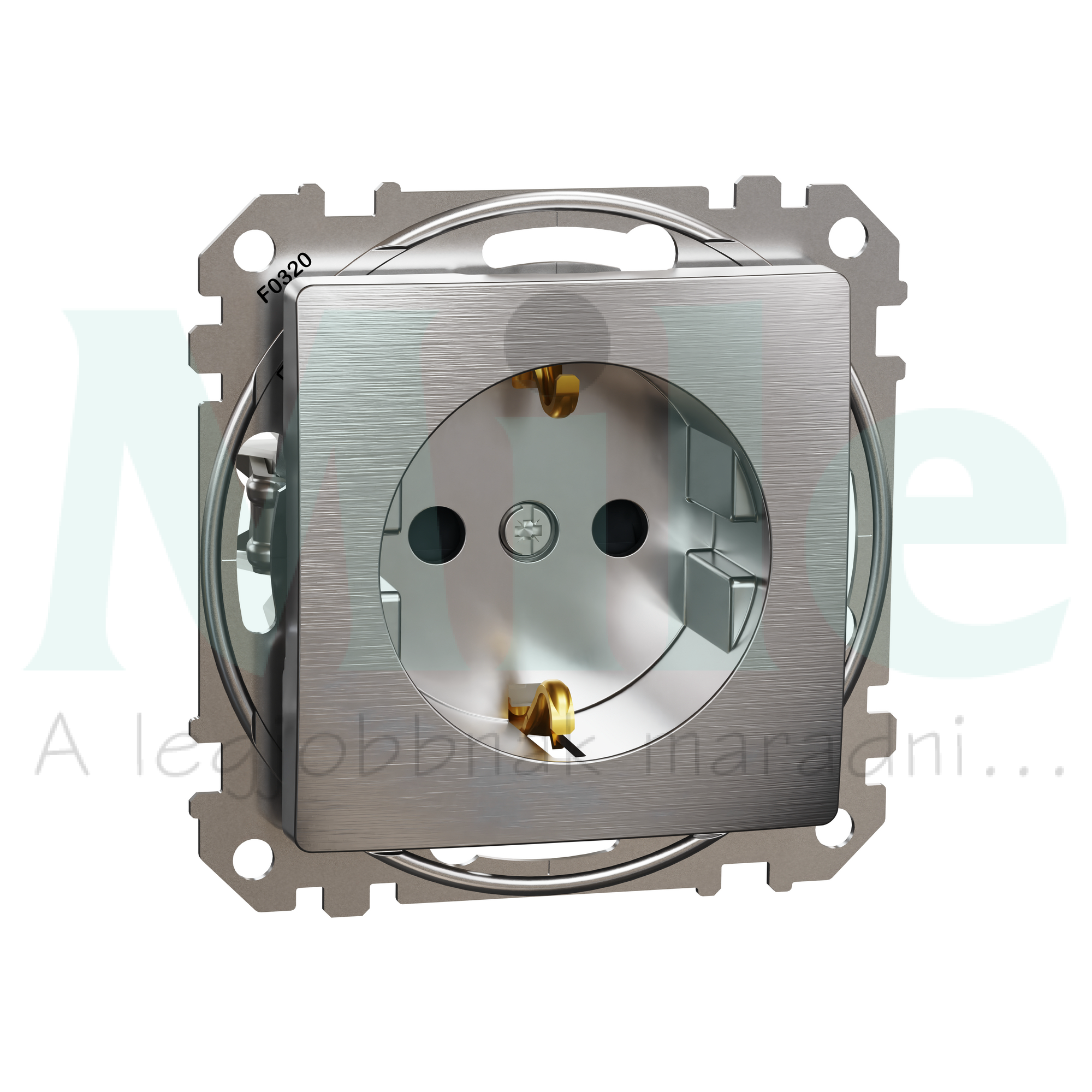 SEDNA 162 dugalj 2p+f csatlakozóaljzat biztonsági zsaluval rugós bekötés 16A szálcsiszolt alumínium